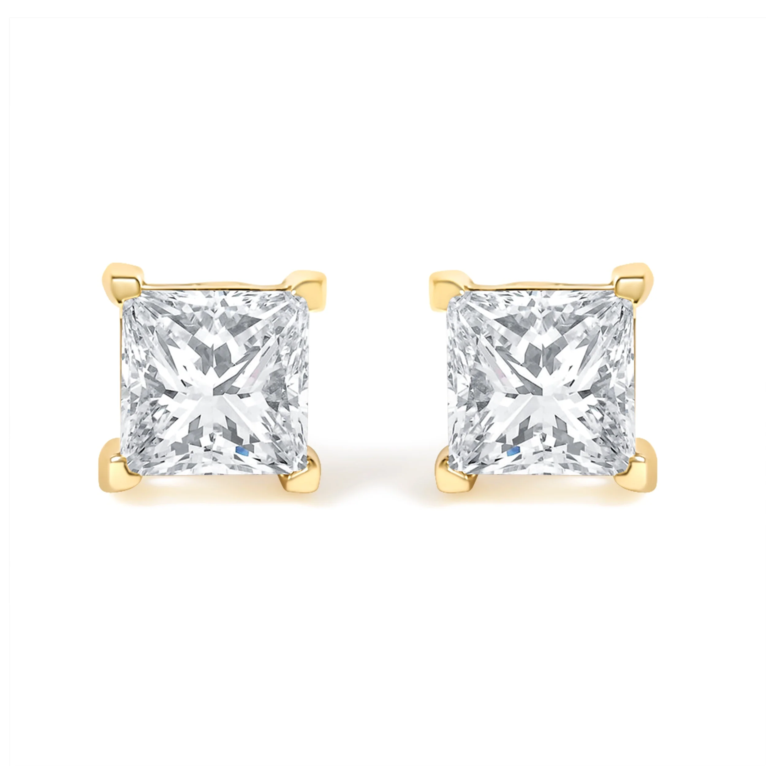 IGI Certified 3/8 Cttw Princess-Cut Square Diamond 4-Prong Solitaire Stud Earrings in 14K Yellow Gold (L-M Color, I1-I2 Clarity) - Image 6