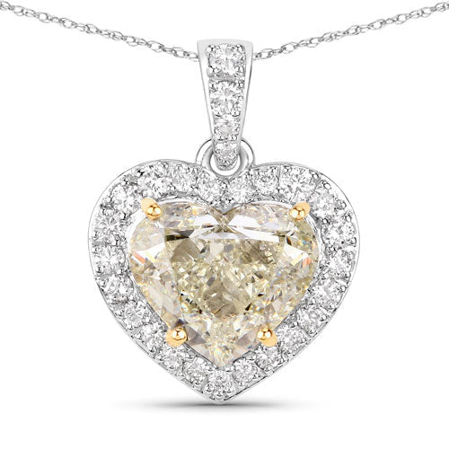 IGI Certified 4.51 Carat Genuine Light Yellow Diamond Center and 0.45cttw White Diamond 18K White Gold Pendant (4.96cttw) - Image 5