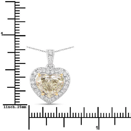 IGI Certified 4.51 Carat Genuine Light Yellow Diamond Center and 0.45cttw White Diamond 18K White Gold Pendant (4.96cttw) - Image 6