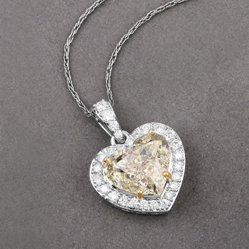 IGI Certified 4.51 Carat Genuine Light Yellow Diamond Center and 0.45cttw White Diamond 18K White Gold Pendant (4.96cttw) - Image 7