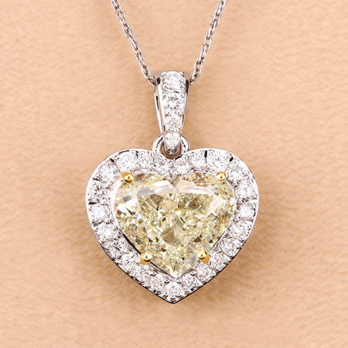 IGI Certified 4.51 Carat Genuine Light Yellow Diamond Center and 0.45cttw White Diamond 18K White Gold Pendant (4.96cttw) - Image 8