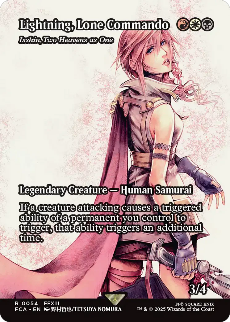 Isshin, Two Heavens as One (FCA-054) - FINAL FANTASY: Through the Ages / Lightning, Lone Commando (Borderless) Foil