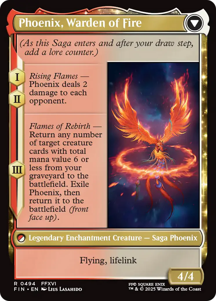 Joshua, Phoenix's Dominant // Phoenix, Warden of Fire (FIN-494) - FINAL FANTASY: (enchantment, Extended Art) Foil - Image 3