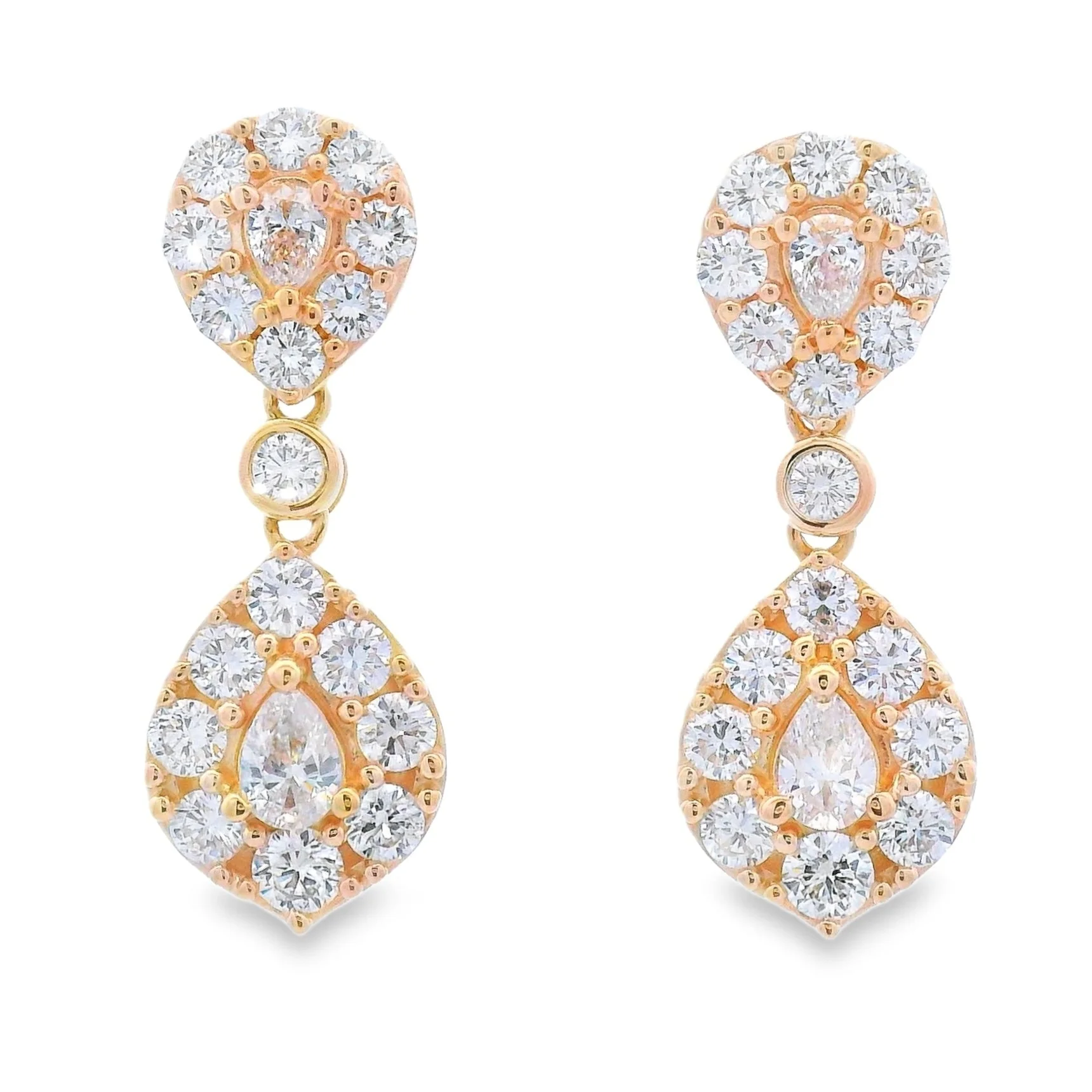 Lab Grown Diamond Dangle Earrings 14KT Yellow Gold
