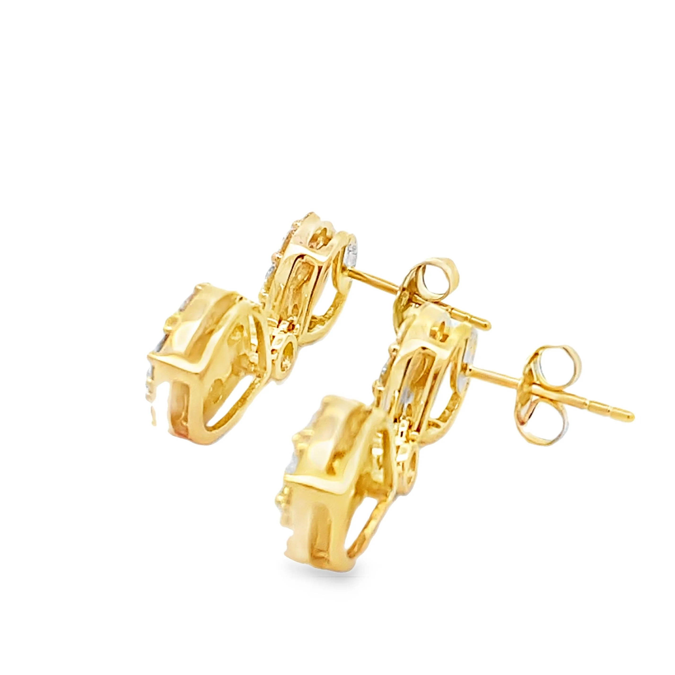 Lab Grown Diamond Dangle Earrings 14KT Yellow Gold - Image 2