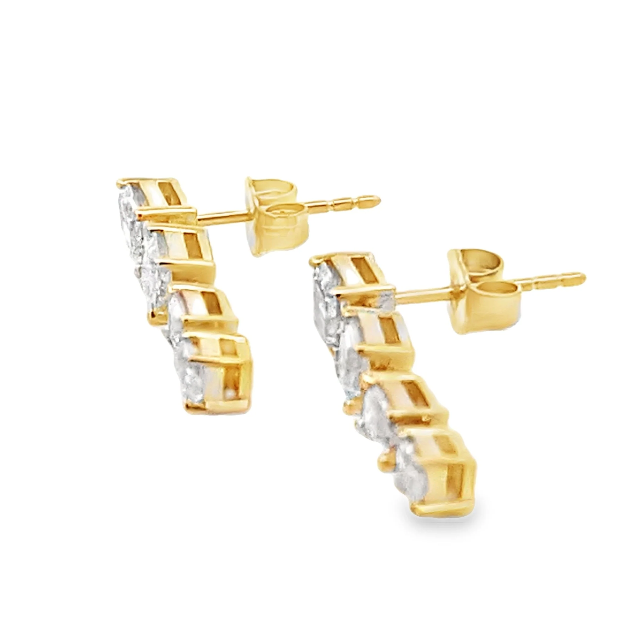 Lab Grown Diamond Dangle Earrings 14KT Yellow Gold - Image 2
