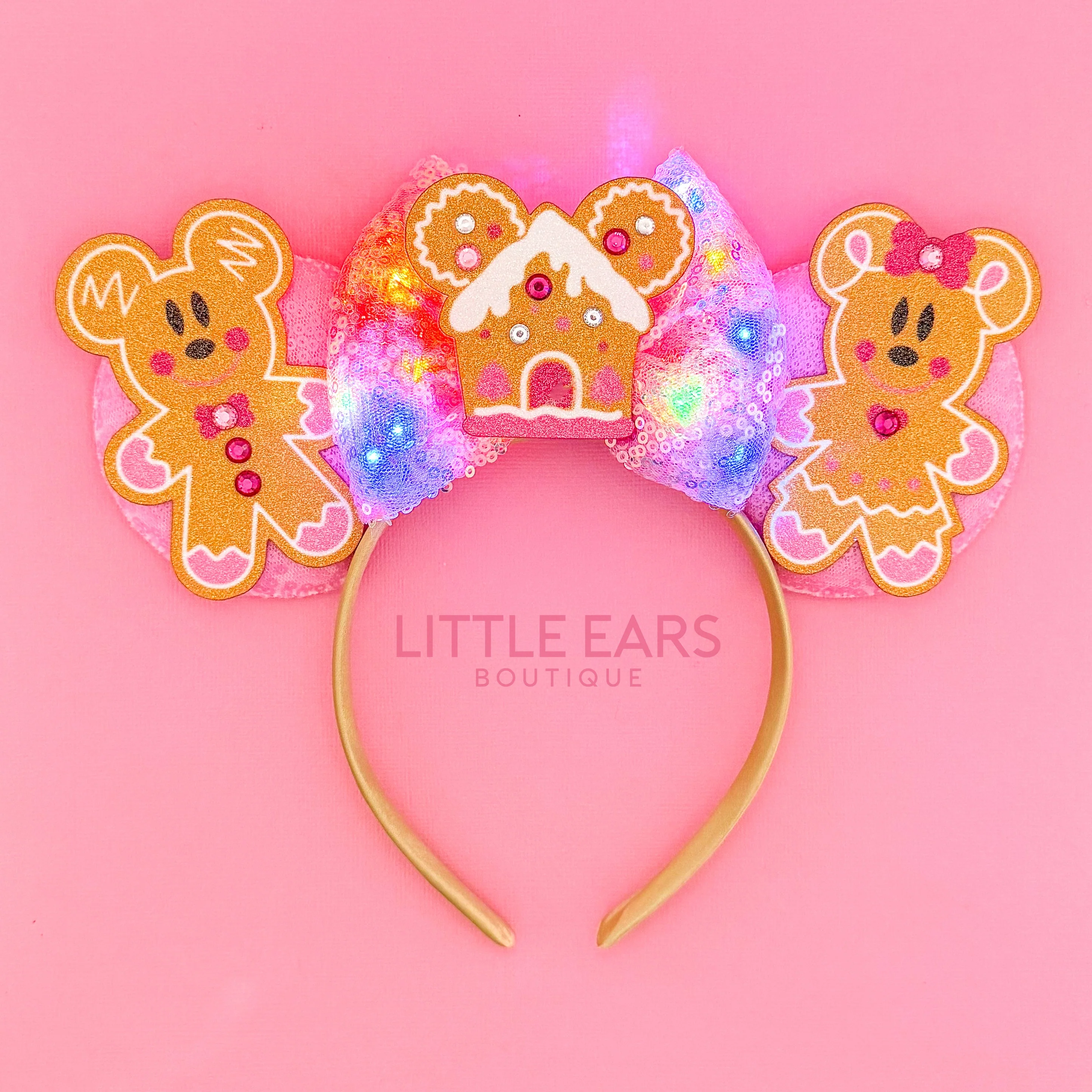 Light Up Pink Ginger Christmas Ears - Image 2