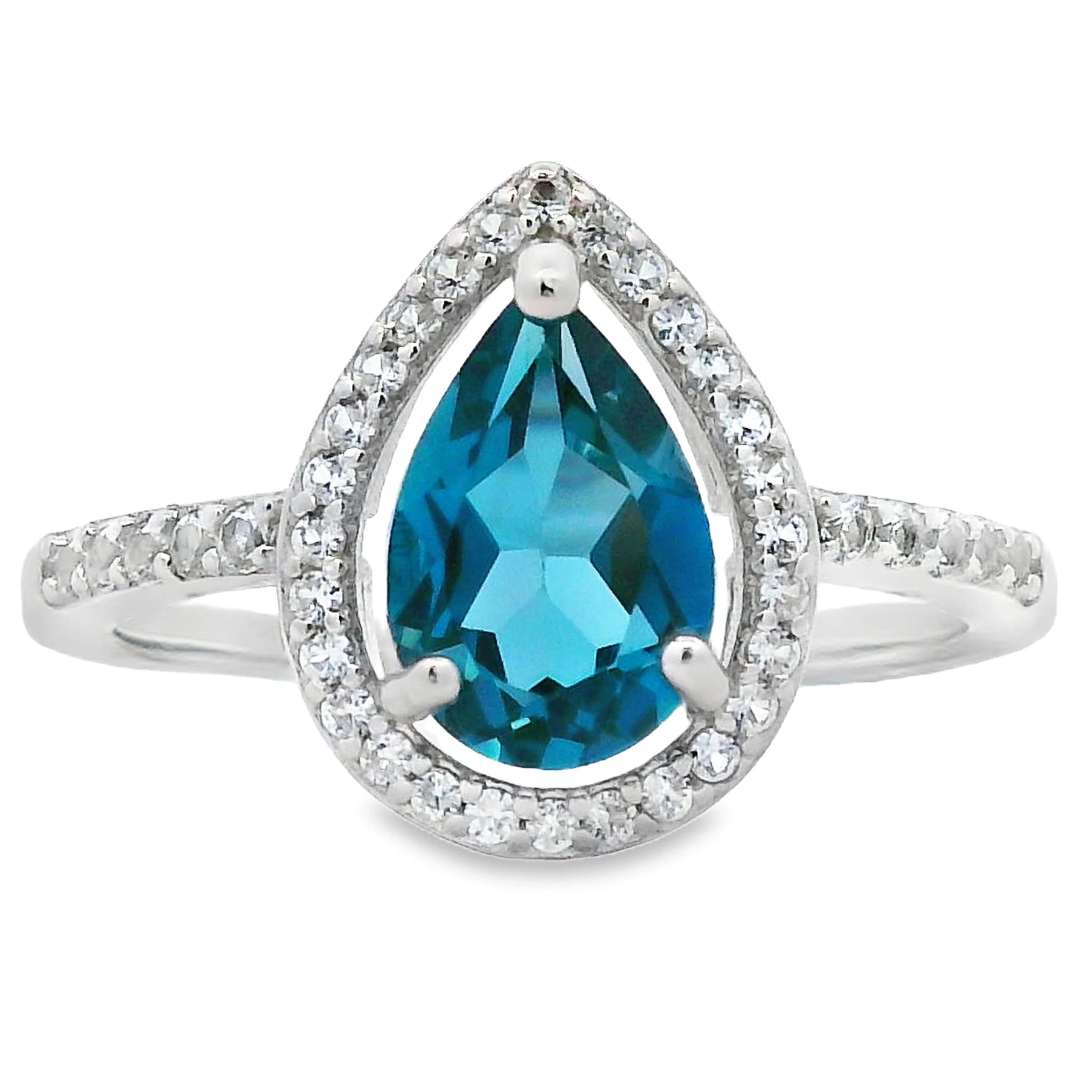 London Blue Topaz Created Sapphire Ring Sterling Silver