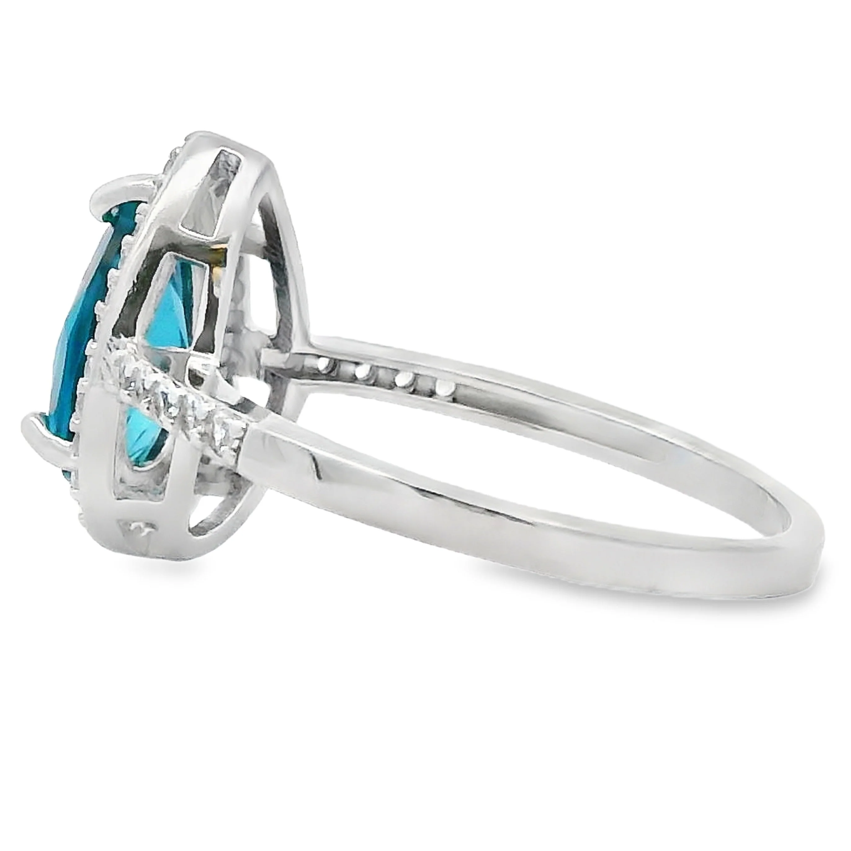 London Blue Topaz Created Sapphire Ring Sterling Silver - Image 2