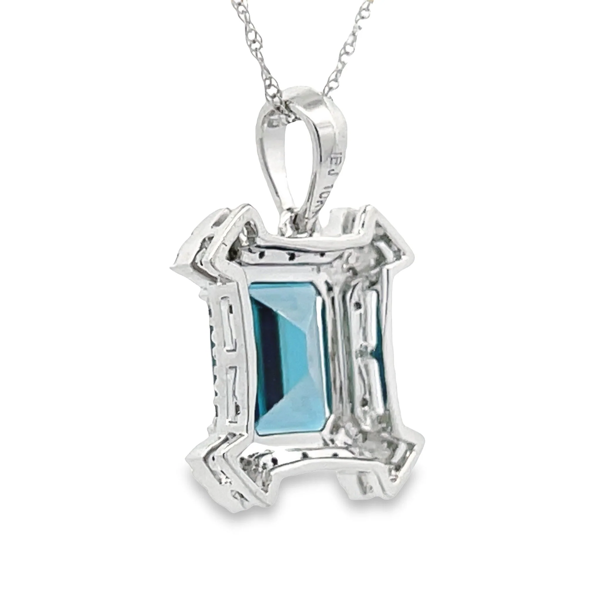 London Blue Topaz Fashion Pendants 10KT White Gold - Image 2
