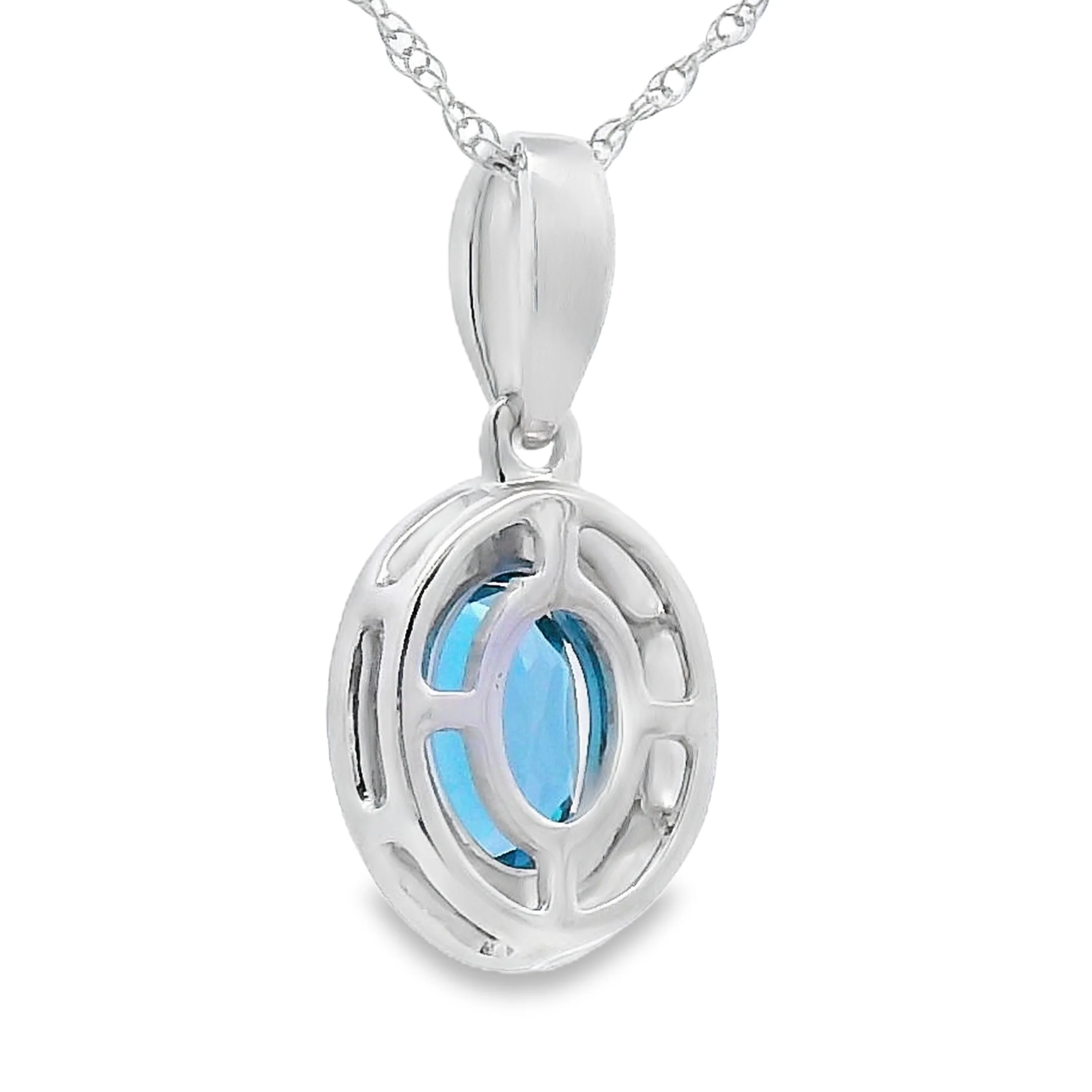 London Blue Topaz Fashion Pendants 10KT White Gold - Image 2