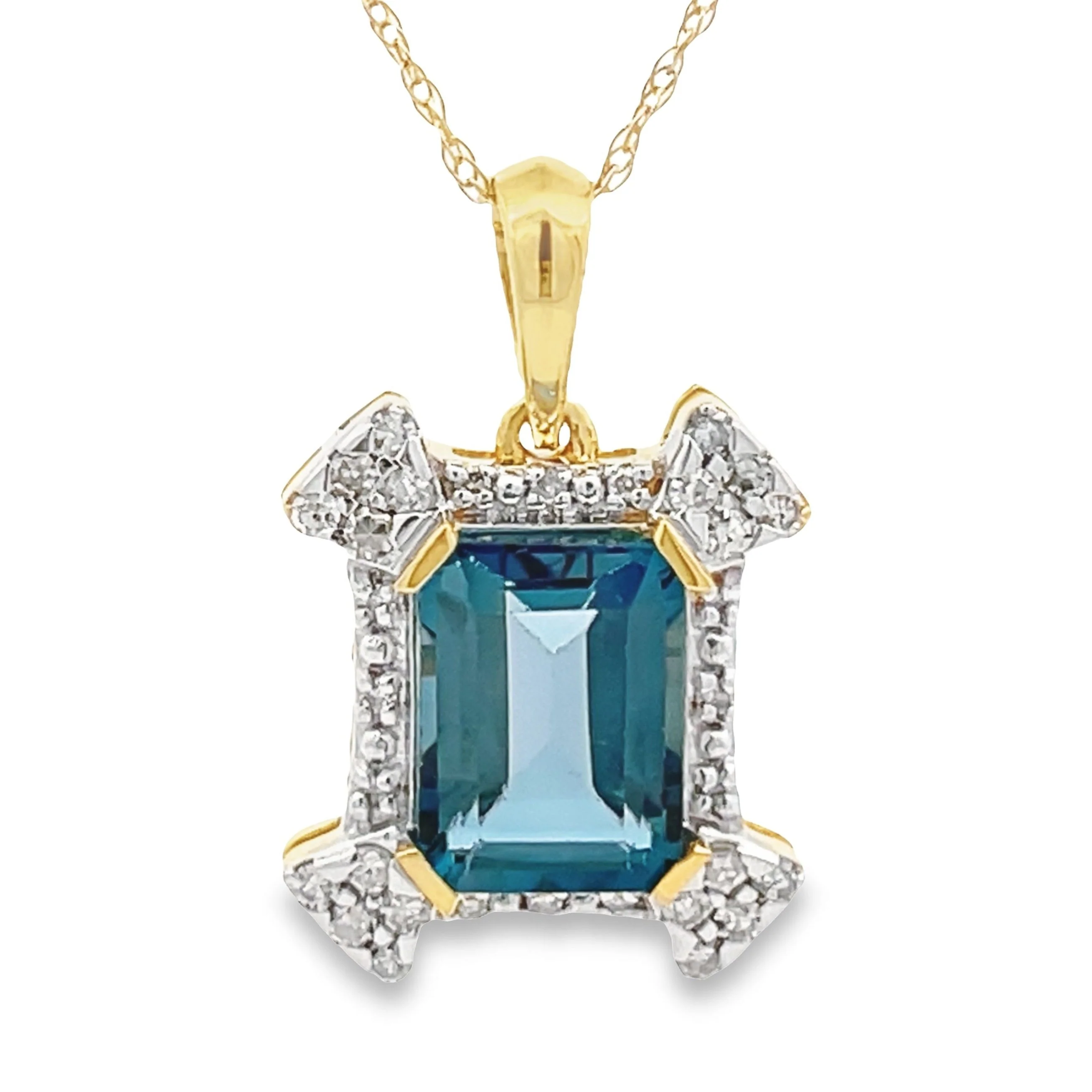 London Blue Topaz Fashion Pendants 10KT Yellow Gold