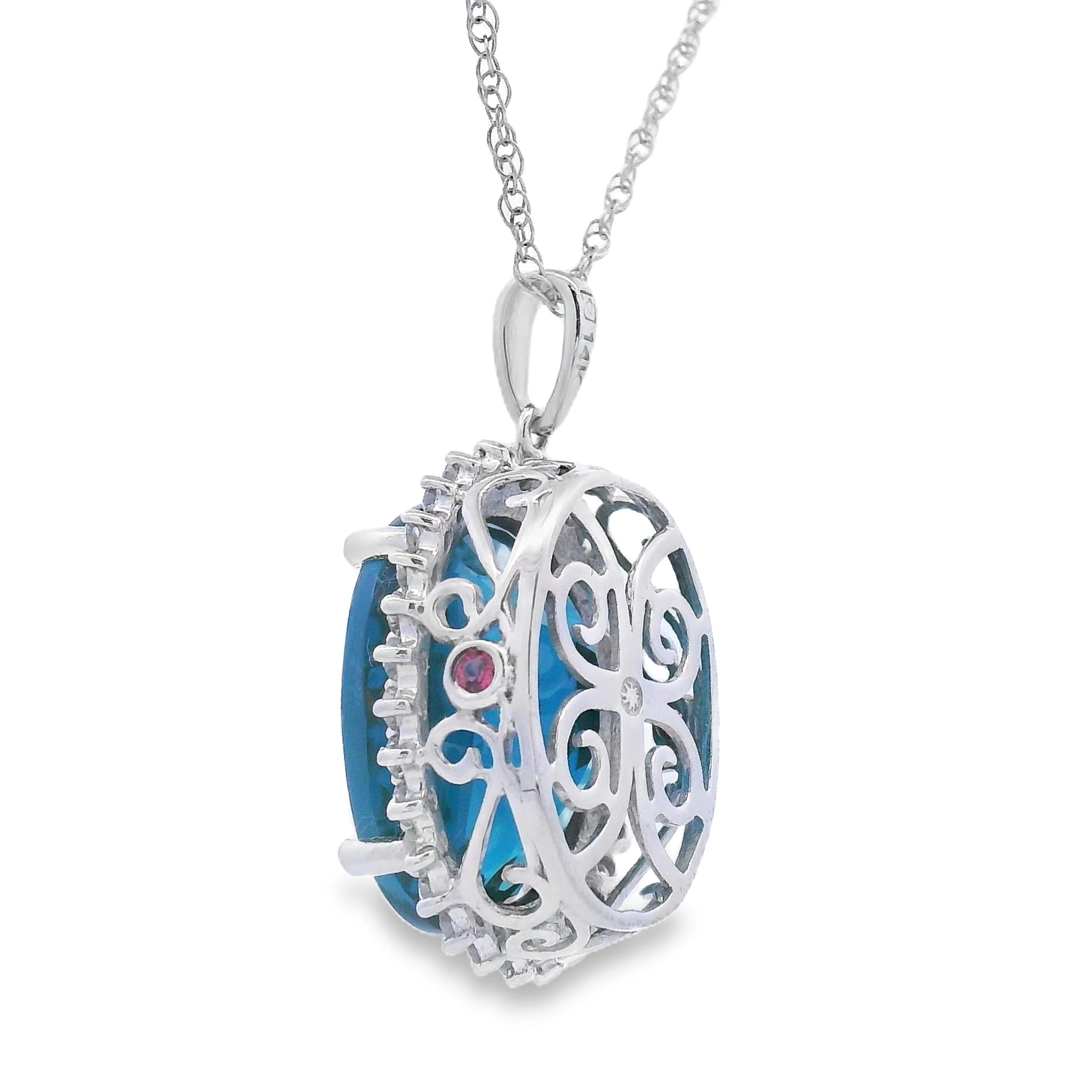London Blue Topaz Fashion Pendants 14KT White Gold - Image 2