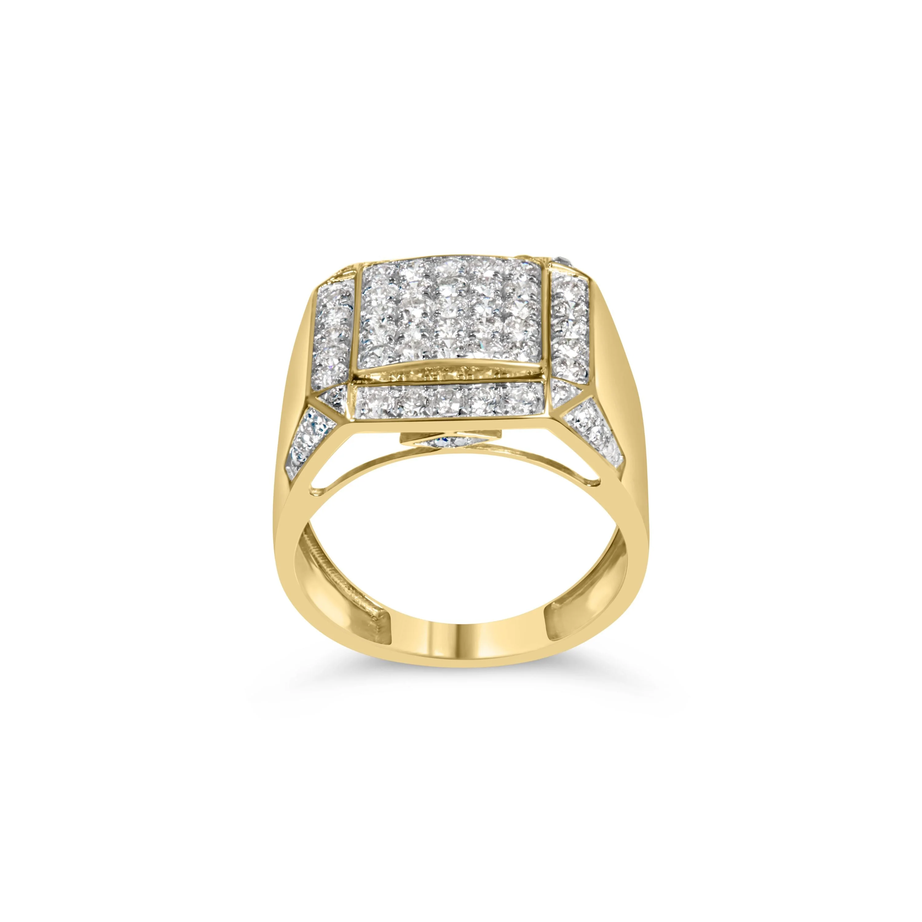 Men's 10K Yellow Gold 2 1/8 Cttw Diamond  Composite Cluster Cocktail Ring Band - Image 4