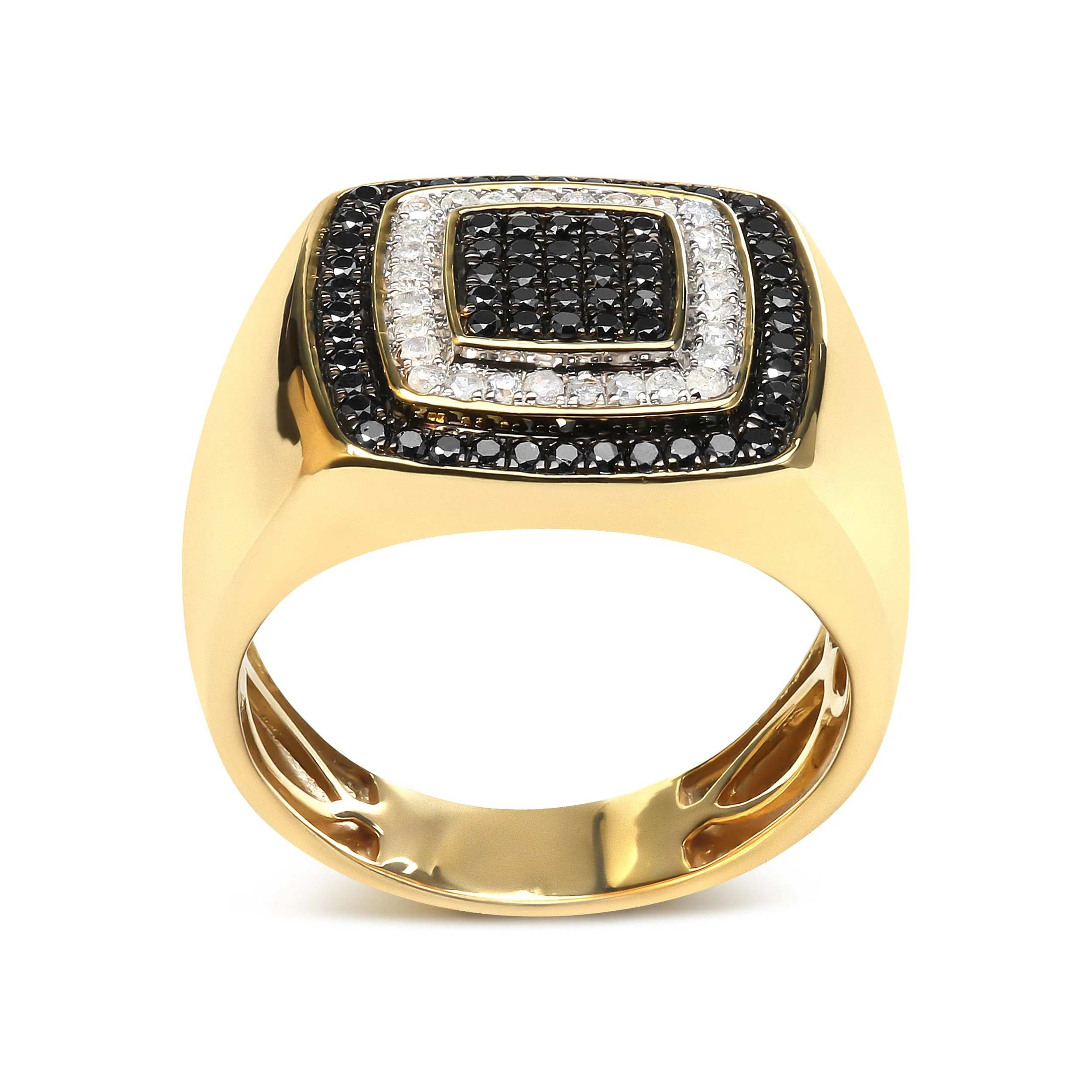 Men's 10K Yellow Gold 3/4 Cttw White and Black Treated Diamond Ring Band (Black / I-J Color, I2-I3 Clarity) - Size 10 - Image 2