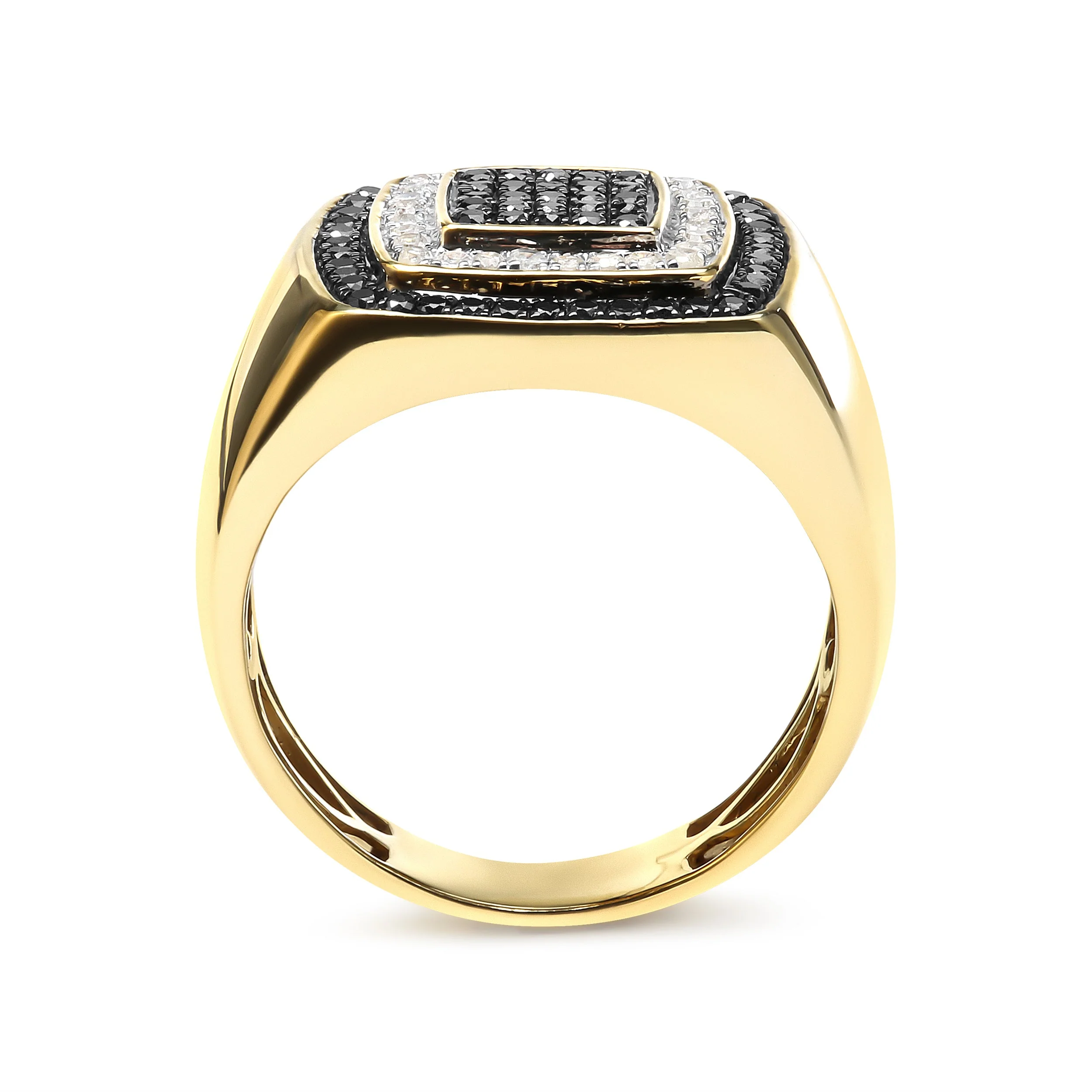 Men's 10K Yellow Gold 3/4 Cttw White and Black Treated Diamond Ring Band (Black / I-J Color, I2-I3 Clarity) - Size 10 - Image 3