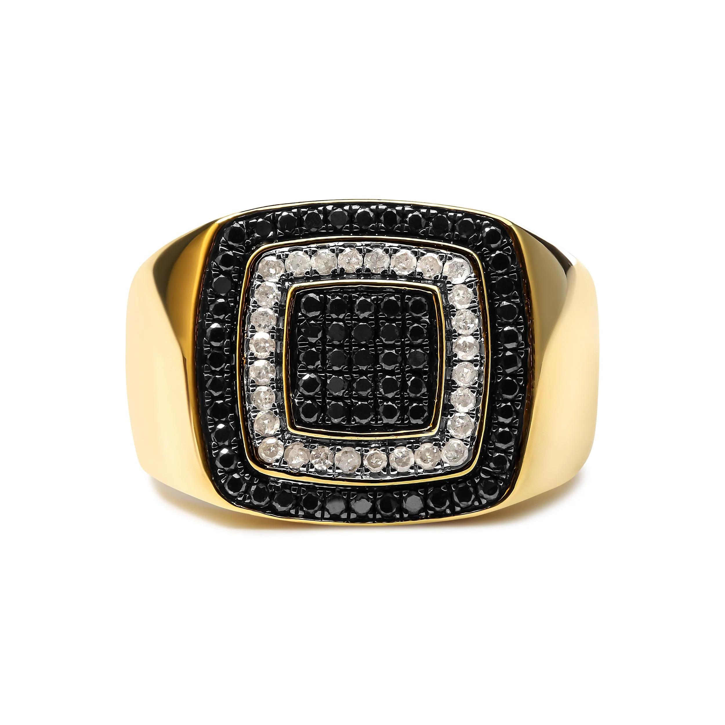 Men's 10K Yellow Gold 3/4 Cttw White and Black Treated Diamond Ring Band (Black / I-J Color, I2-I3 Clarity) - Size 10 - Image 5