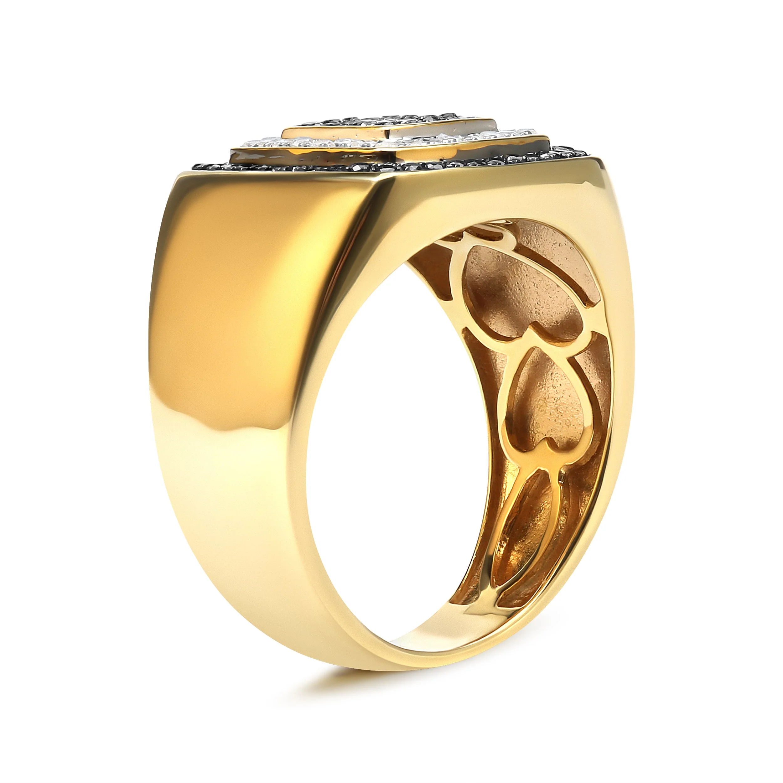 Men's 10K Yellow Gold 3/4 Cttw White and Black Treated Diamond Ring Band (Black / I-J Color, I2-I3 Clarity) - Size 10 - Image 8
