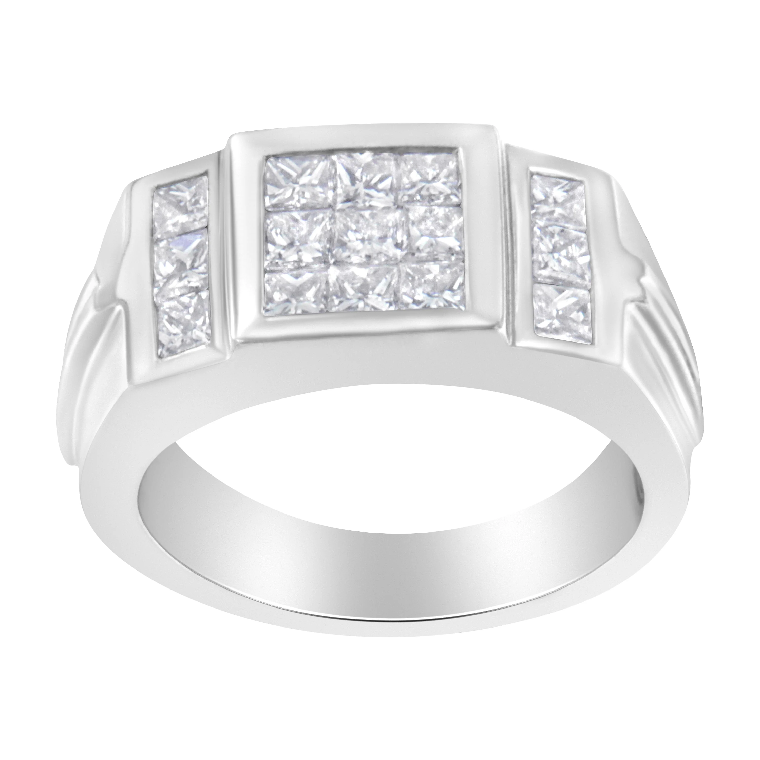 Men's 14K White Gold Diamond Cluster Ring (2 cttw, G-H Color, SI1-SI2 Clarity) - Image 2