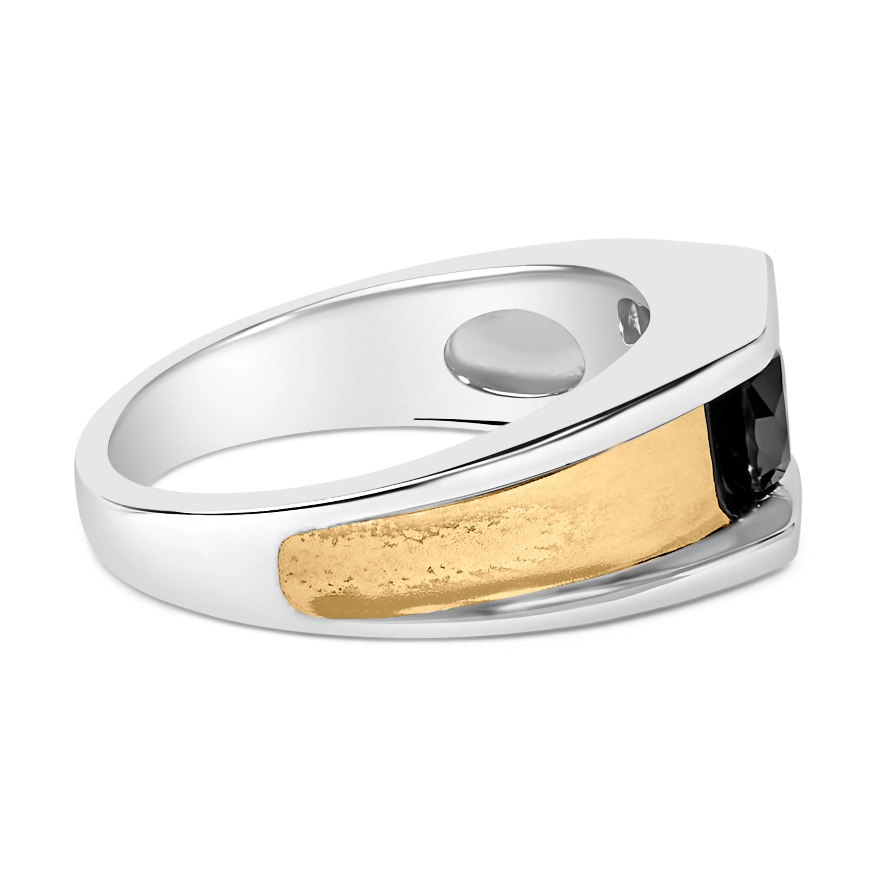 Men's 14K Yellow Gold Plated Sterling Silver 1.0 Cttw Round Black Diamond Band Ring - Image 2