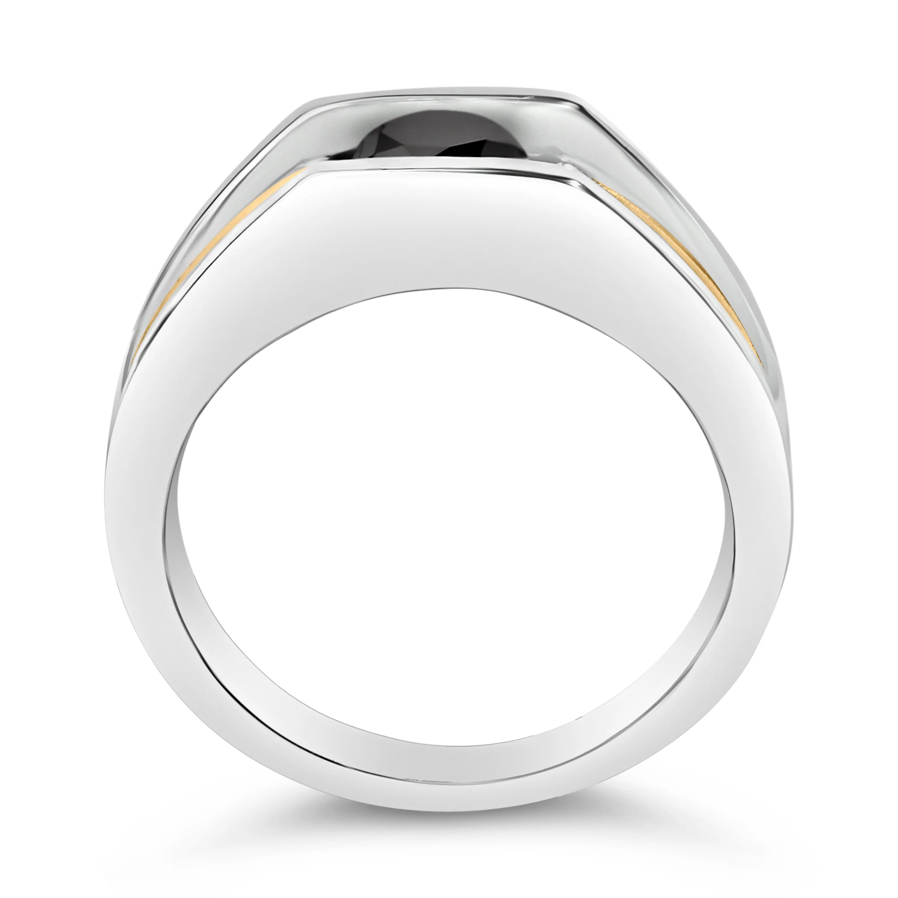 Men's 14K Yellow Gold Plated Sterling Silver 1.0 Cttw Round Black Diamond Band Ring - Image 5