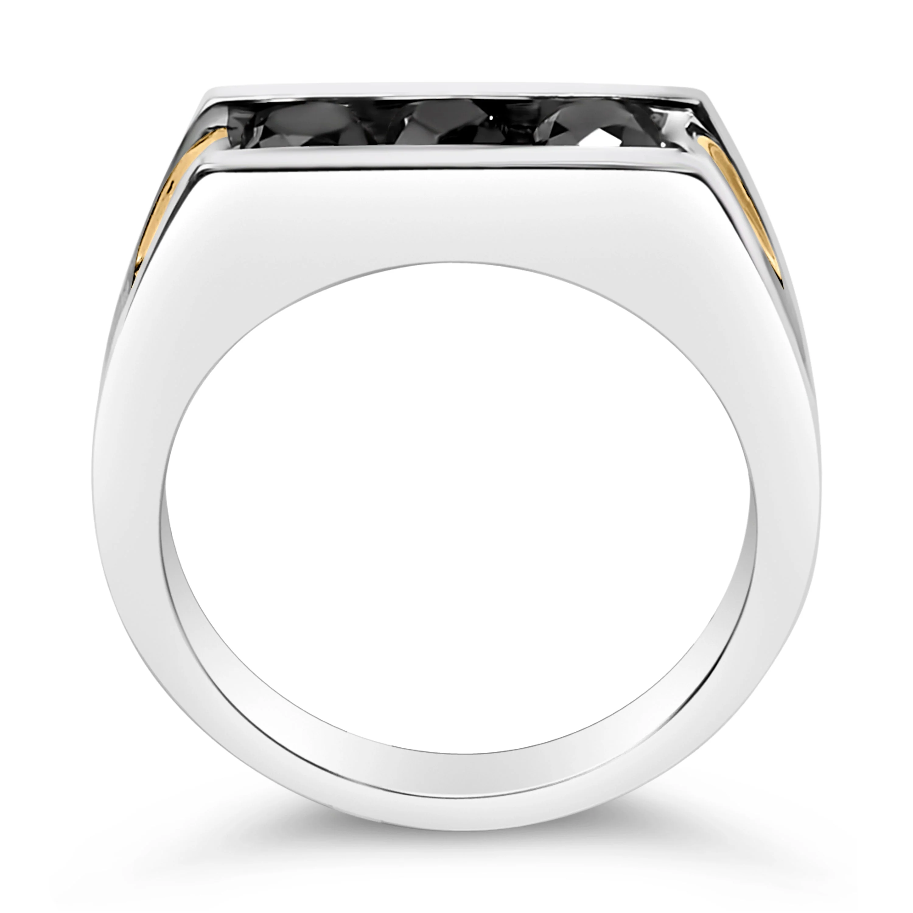 Men's 14K Yellow Gold Plated Sterling Silver 1-1/2 Cttw Black Diamond Channel Set Band Ring - Image 5