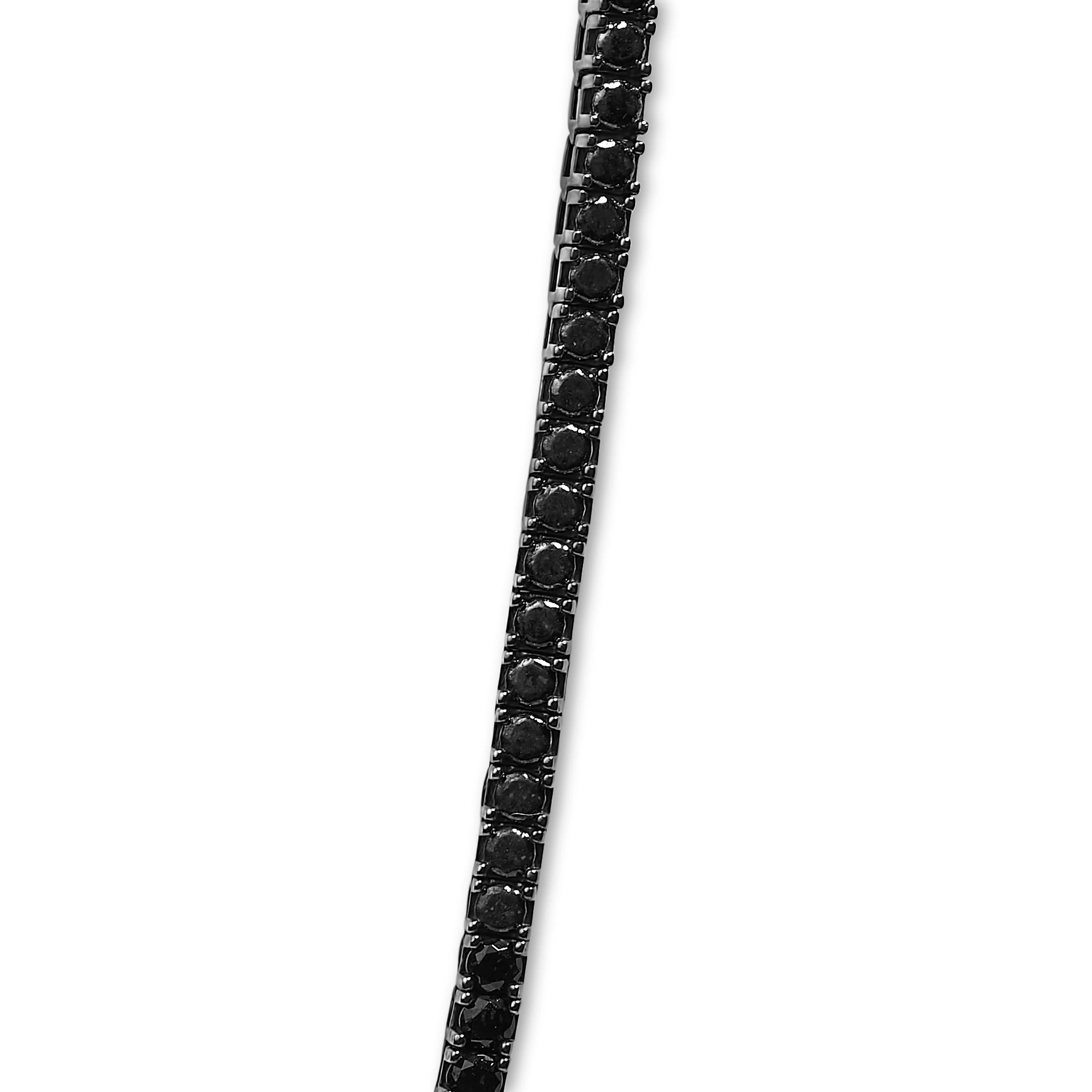 Men's Sterling Silver Black Onyx Tennis Necklace - Image 2