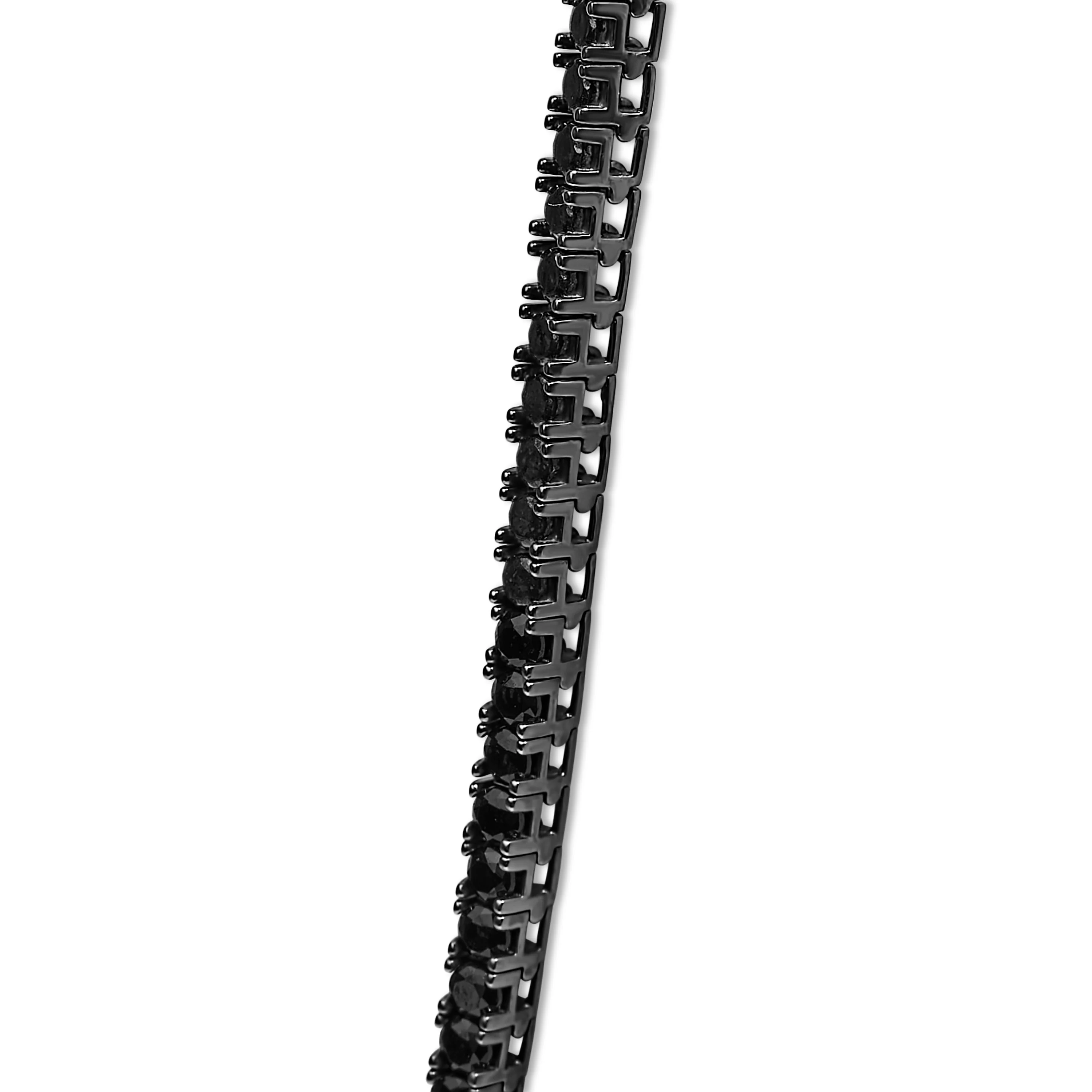 Men's Sterling Silver Black Onyx Tennis Necklace - Image 3