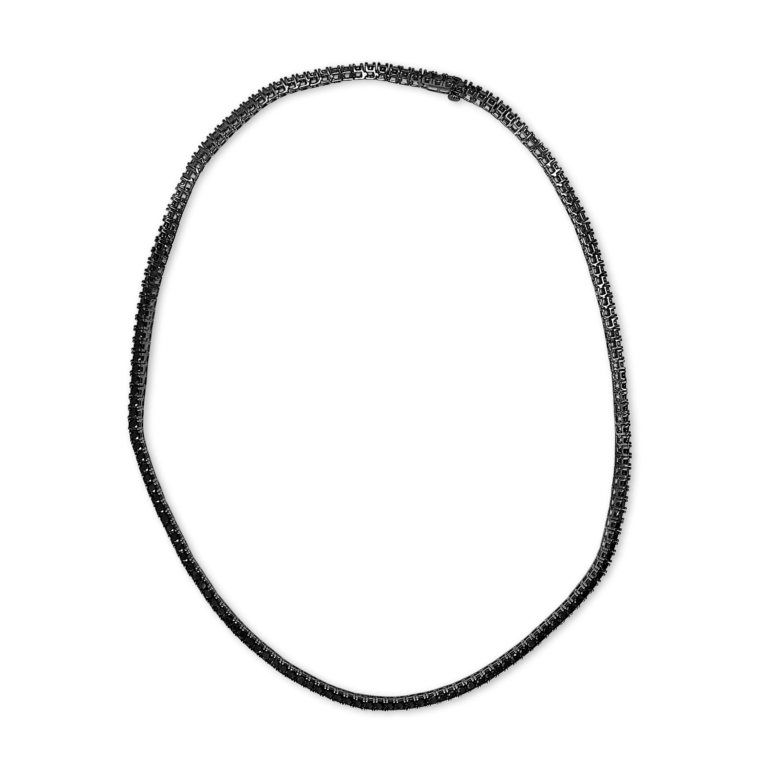 Men's Sterling Silver Black Onyx Tennis Necklace - Image 4