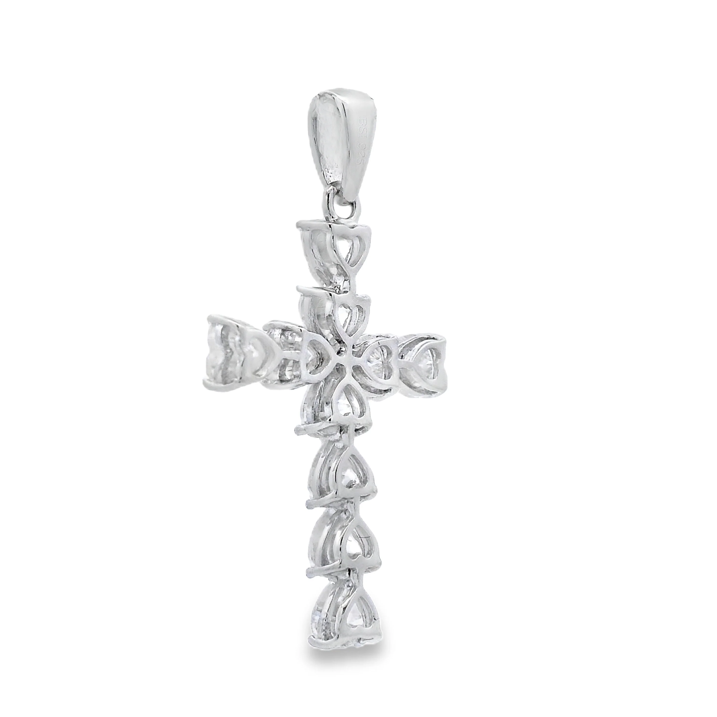 Moissanite Cross Religious Pendant Sterling Silver - Image 2