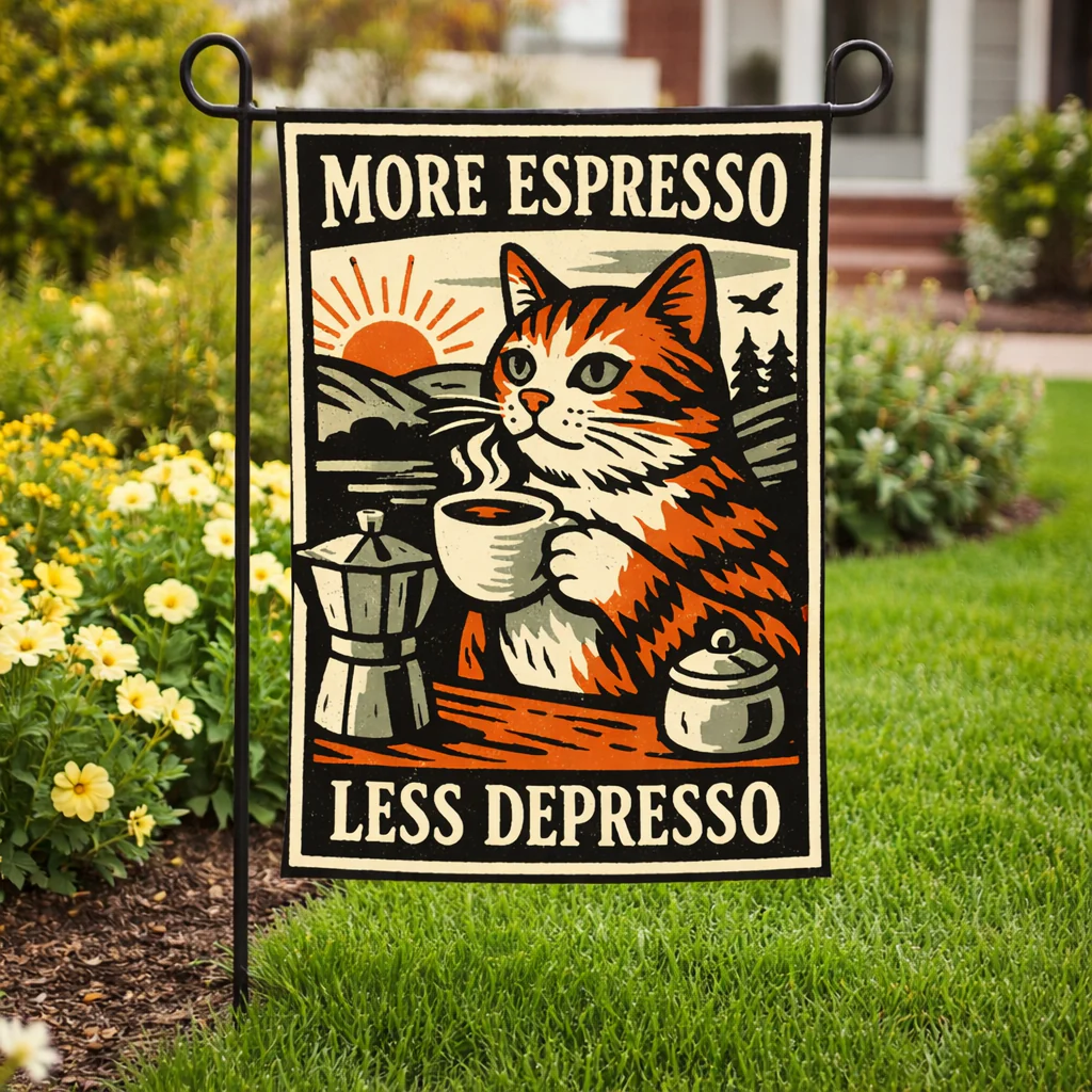 More Espresso Less Depresso Garden Flag - Image 2
