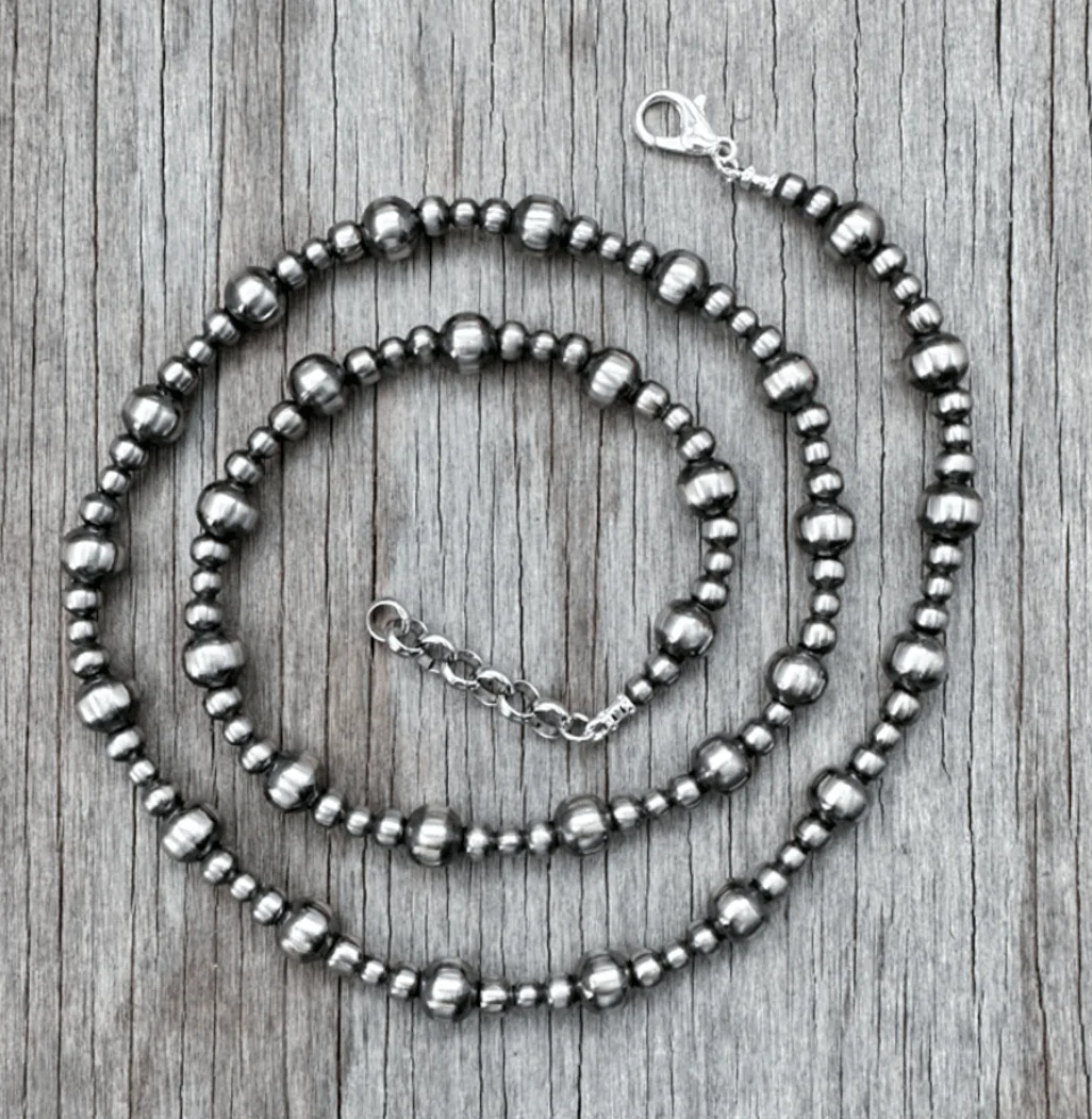 Multi Size Silver Pearl Necklace
