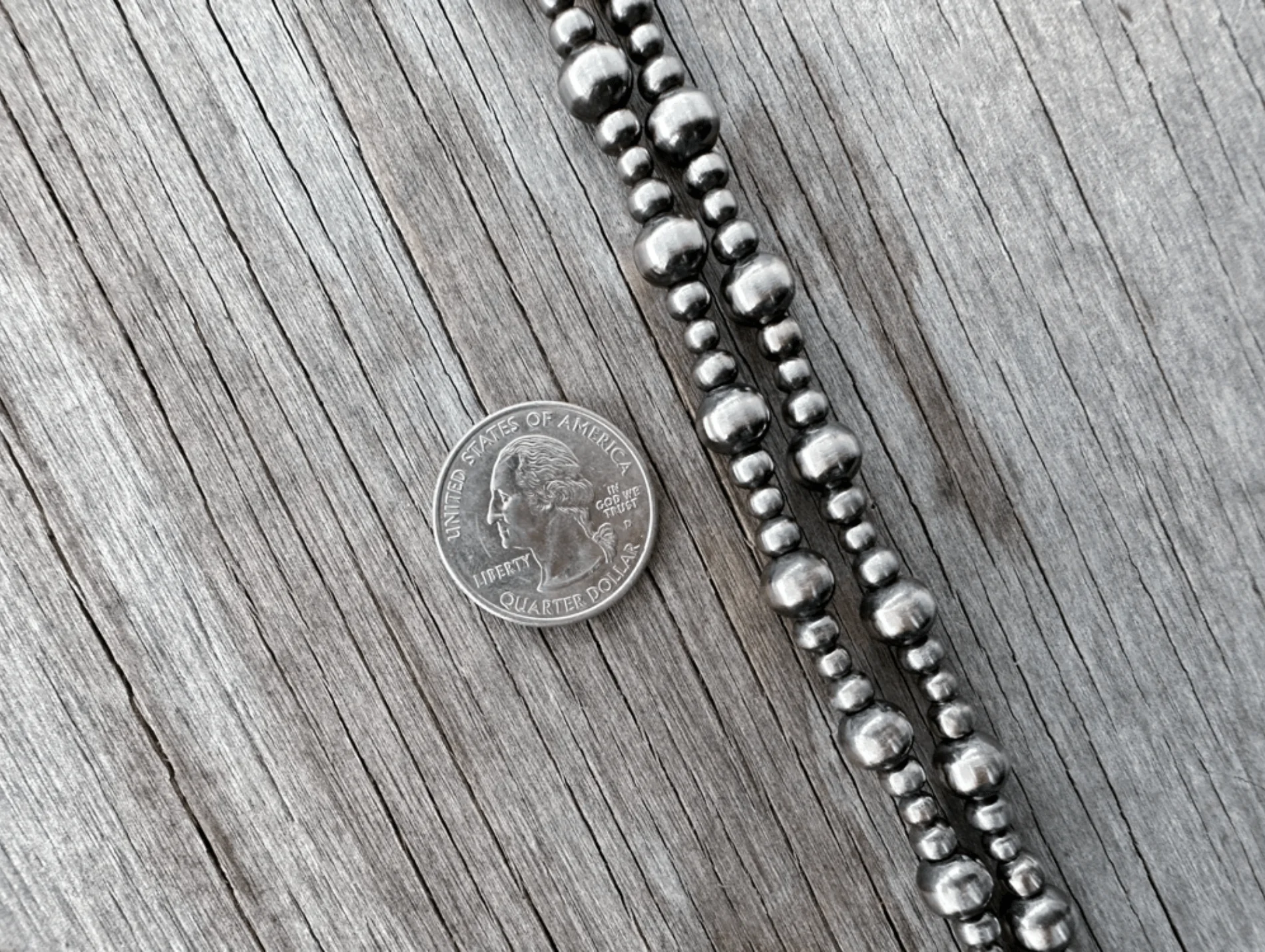 Multi Size Silver Pearl Necklace - Image 3