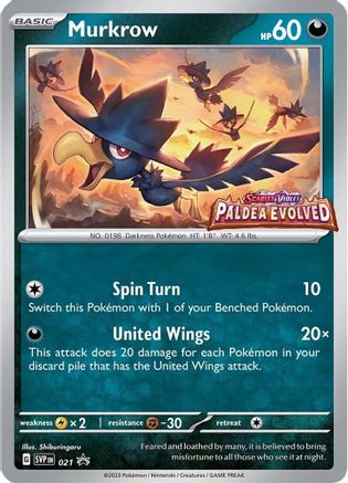 Murkrow (Prerelease) 021 - SV Scarlet & Violet Promo Cards Holofoil