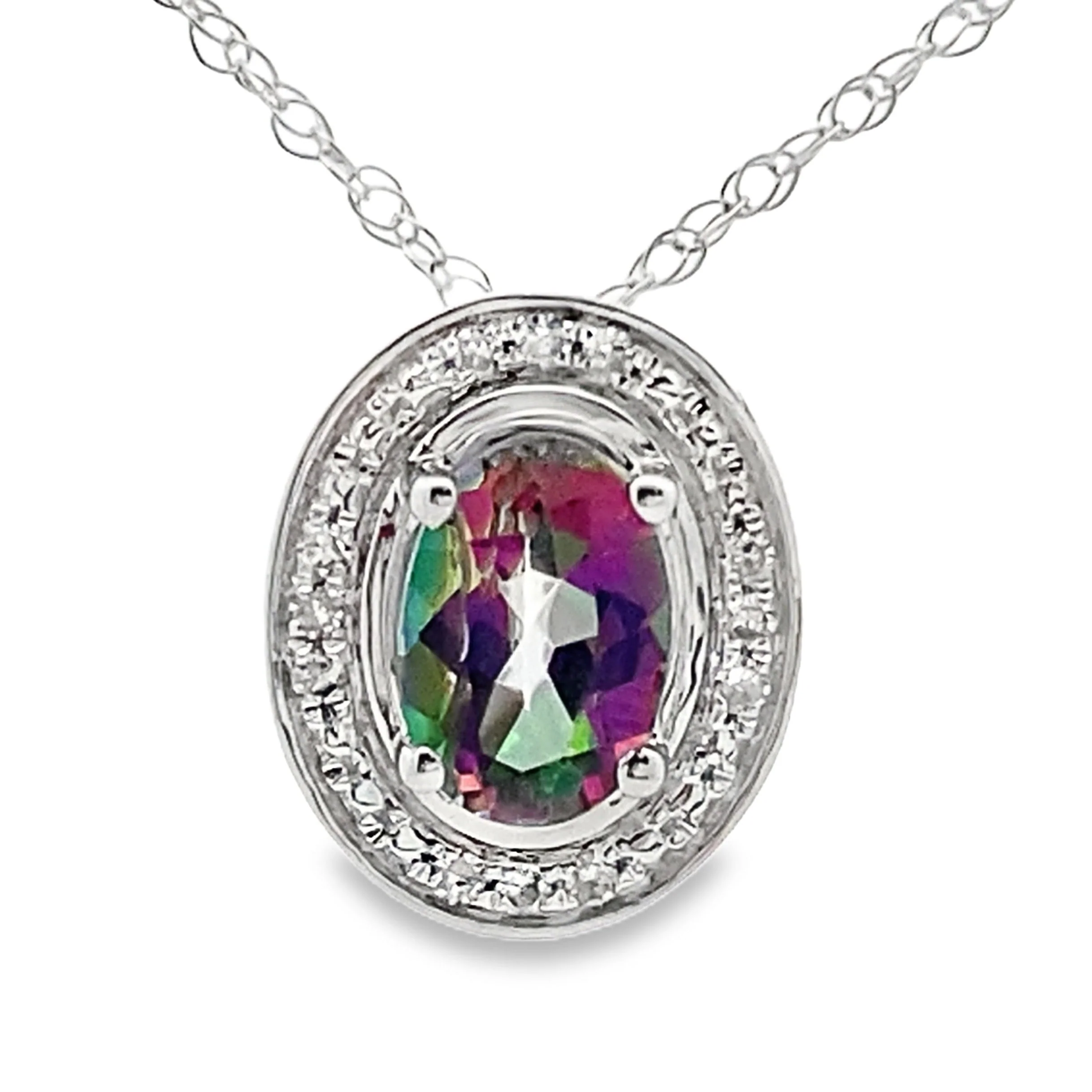 Mystic Fire Topaz Fashion Pendants 10KT White Gold