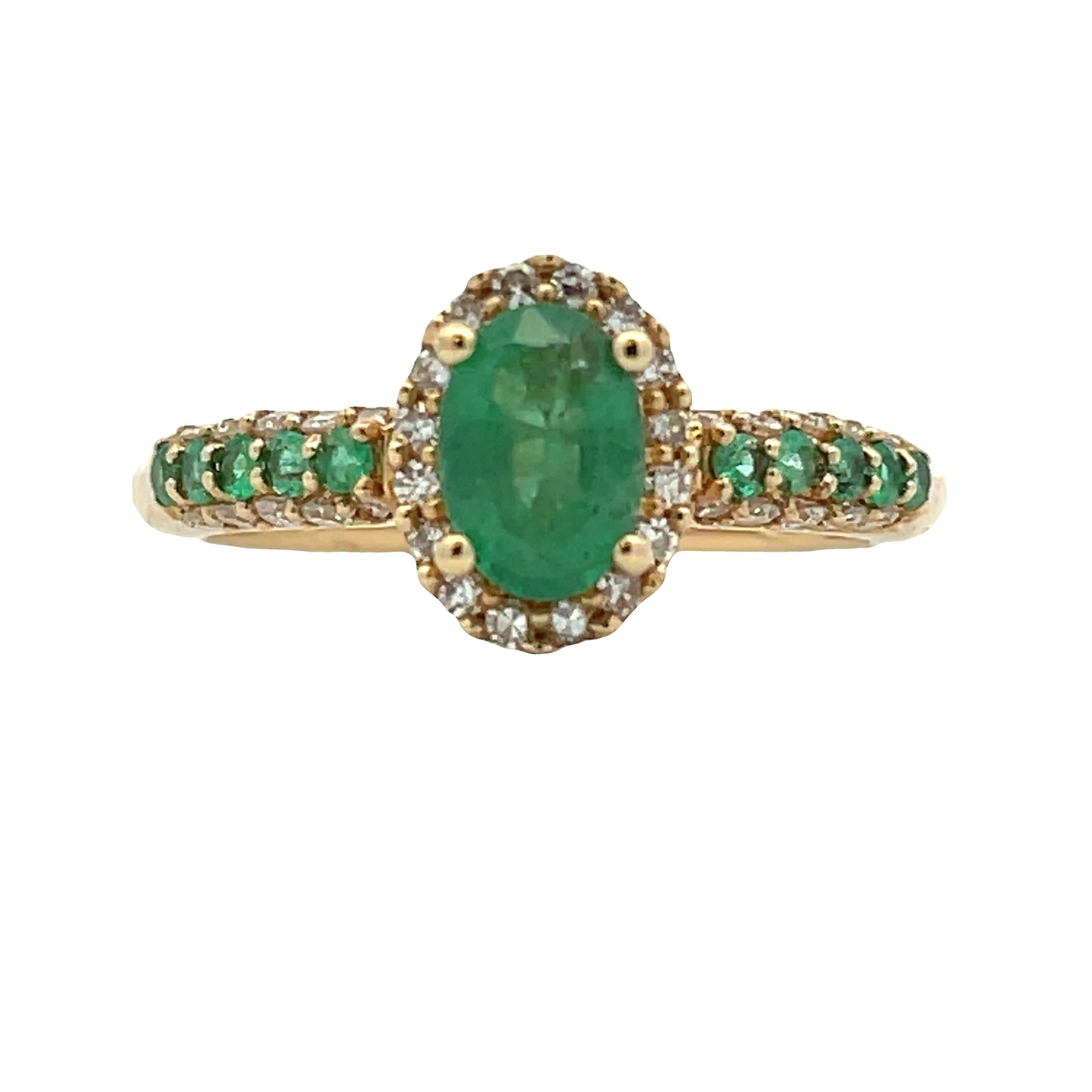 Natural 1.32ct Emerald Diamond Ring 14KT Yellow Gold - Image 2