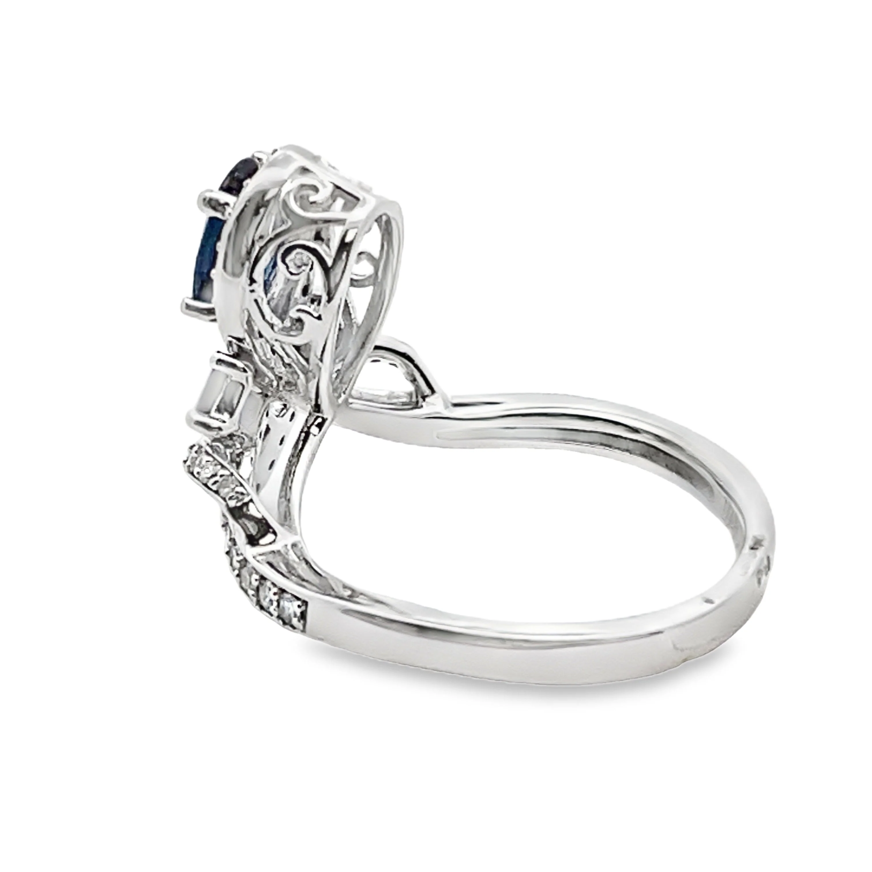 Natural 1.48ct Sapphire Diamond Ring 10KT White Gold - Image 2