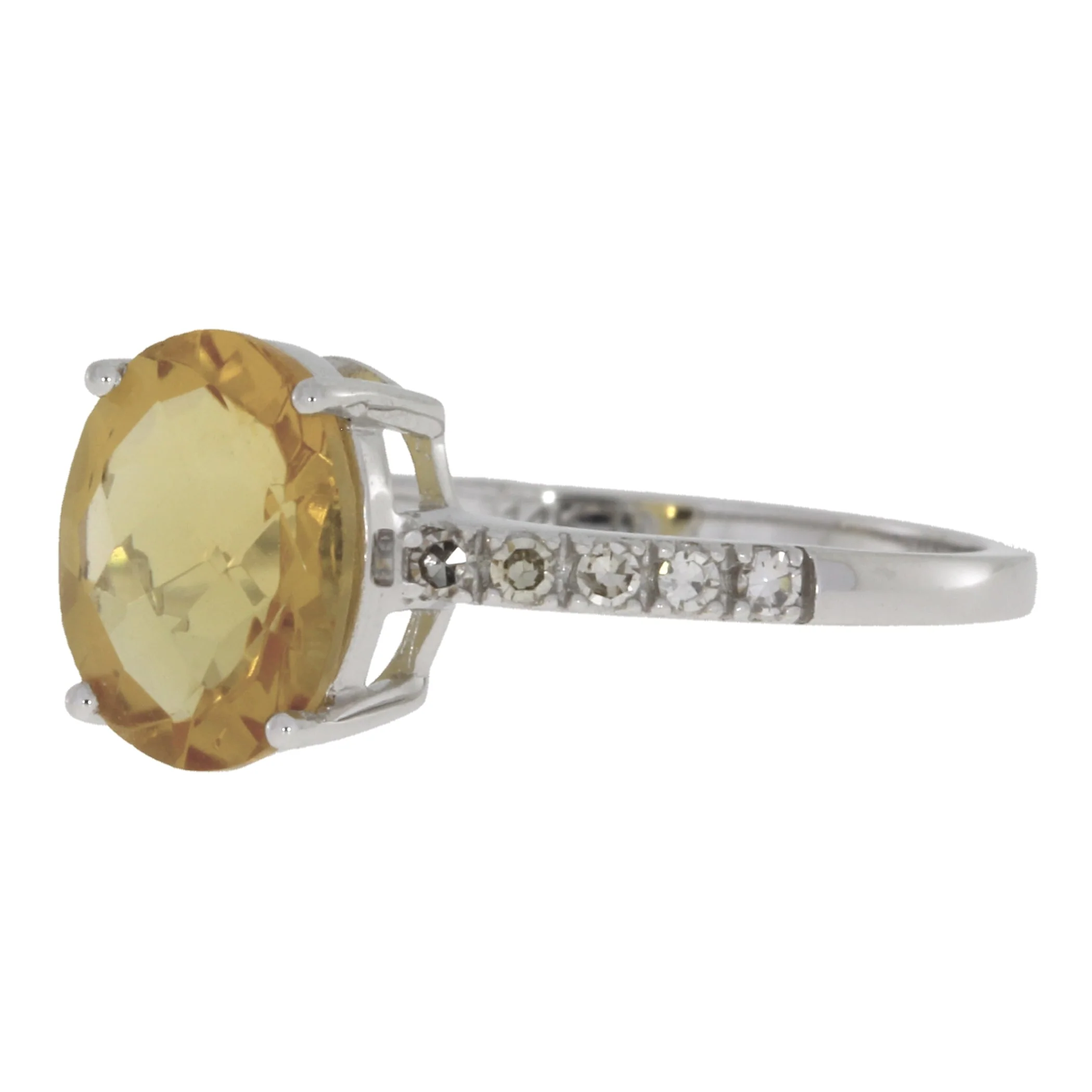 Natural 2.20ct Citrine Diamond Ring 14KT White Gold - Image 5