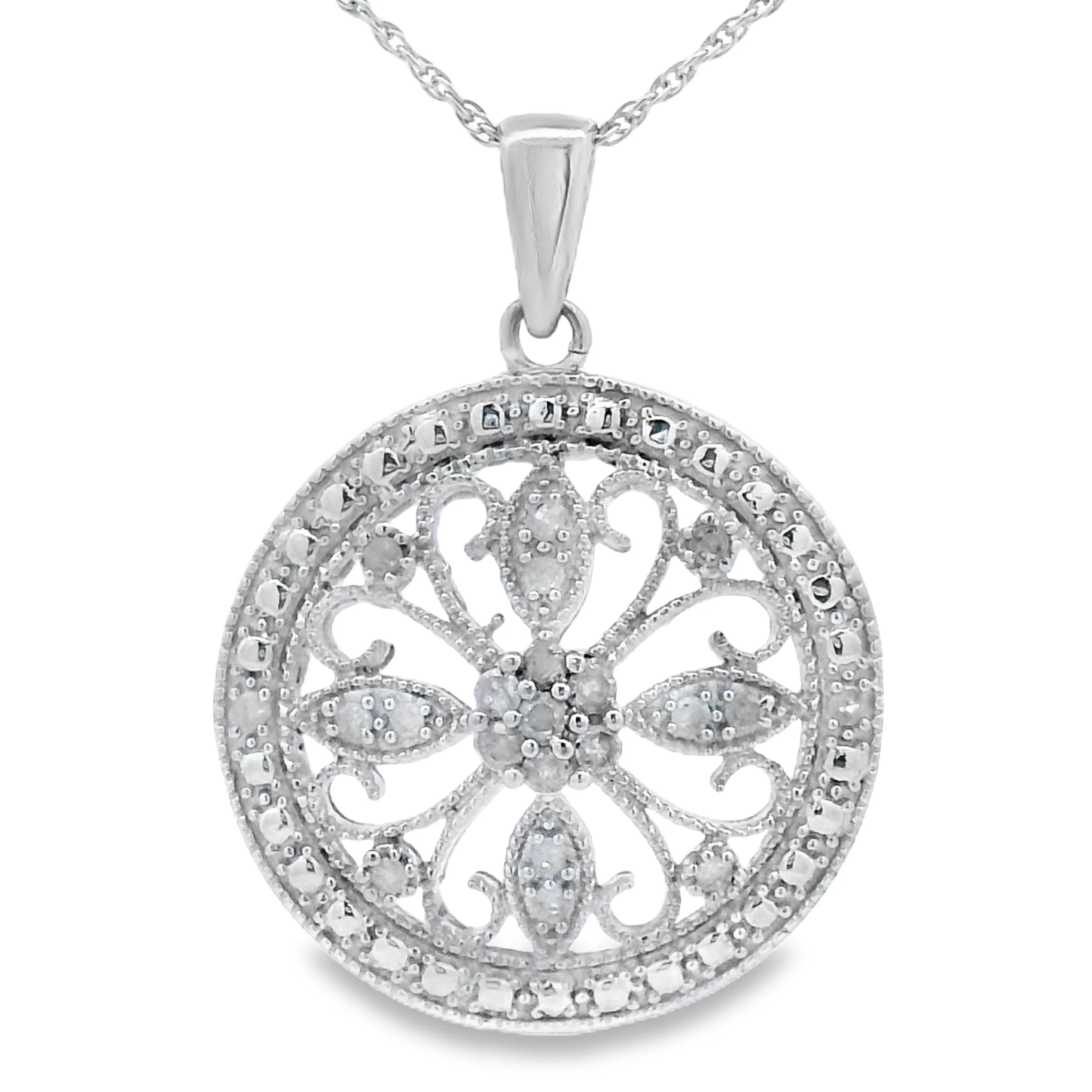 Natural .25ct Diamond Fashion Pendants Sterling Silver