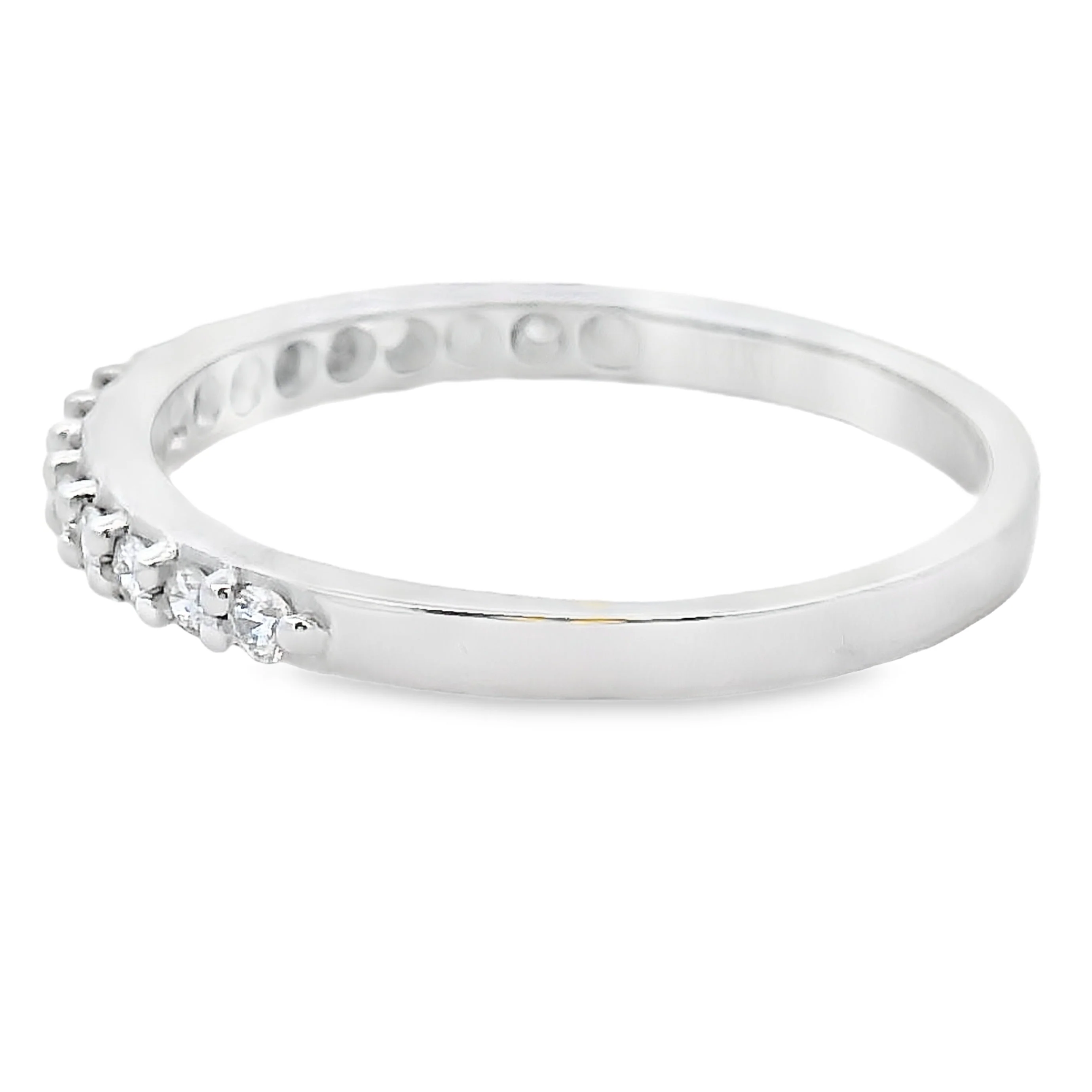 Natural .25ct Diamond Wedding Band Ring 14KT White Gold - Image 2