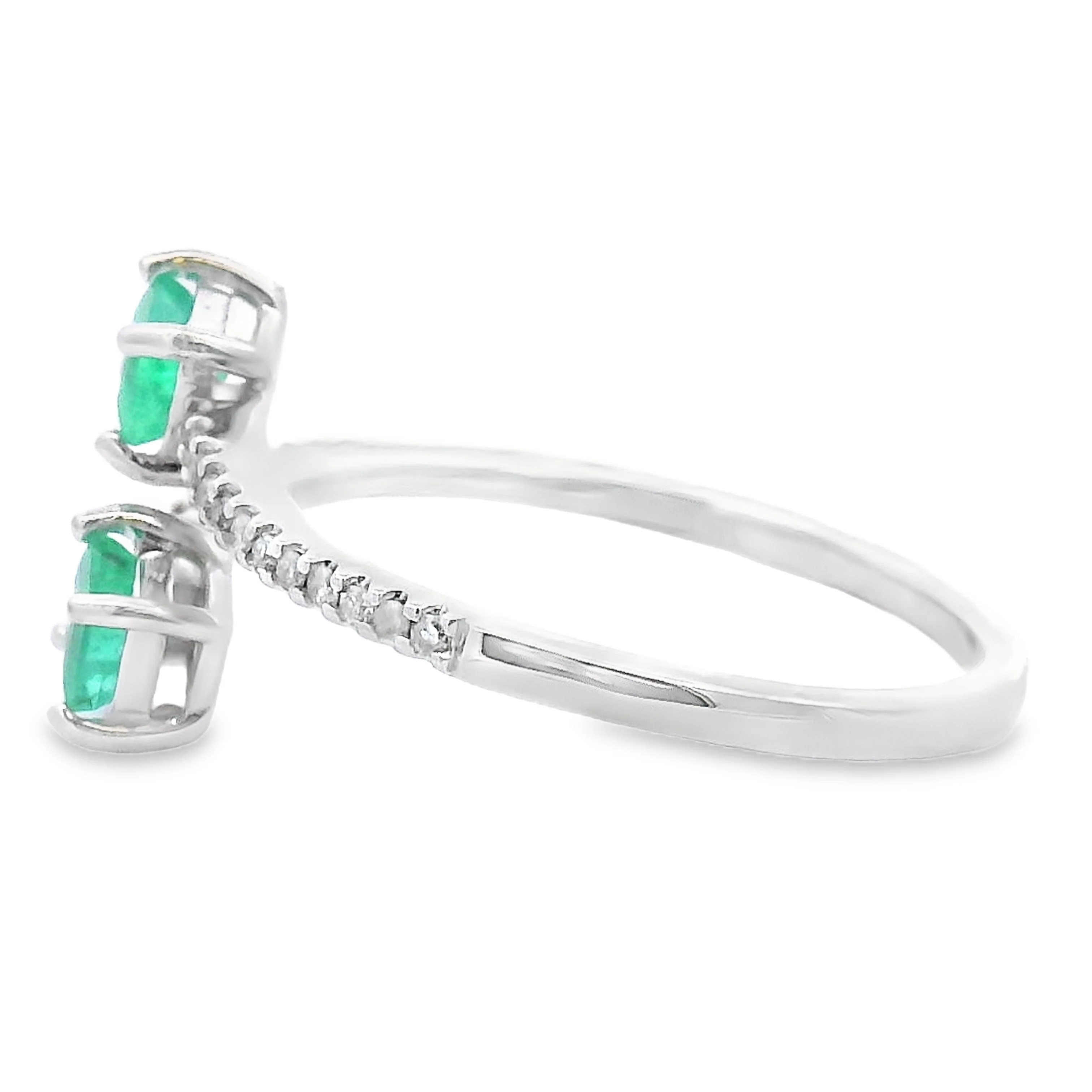 Natural .47ct Emerald Diamond Ring 14KT White Gold - Image 2