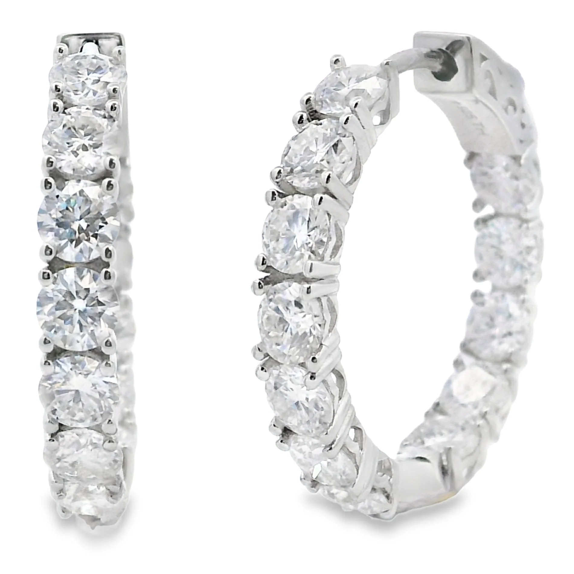 Natural 5.52ct Moissanite Hoop Earrings Sterling Silver