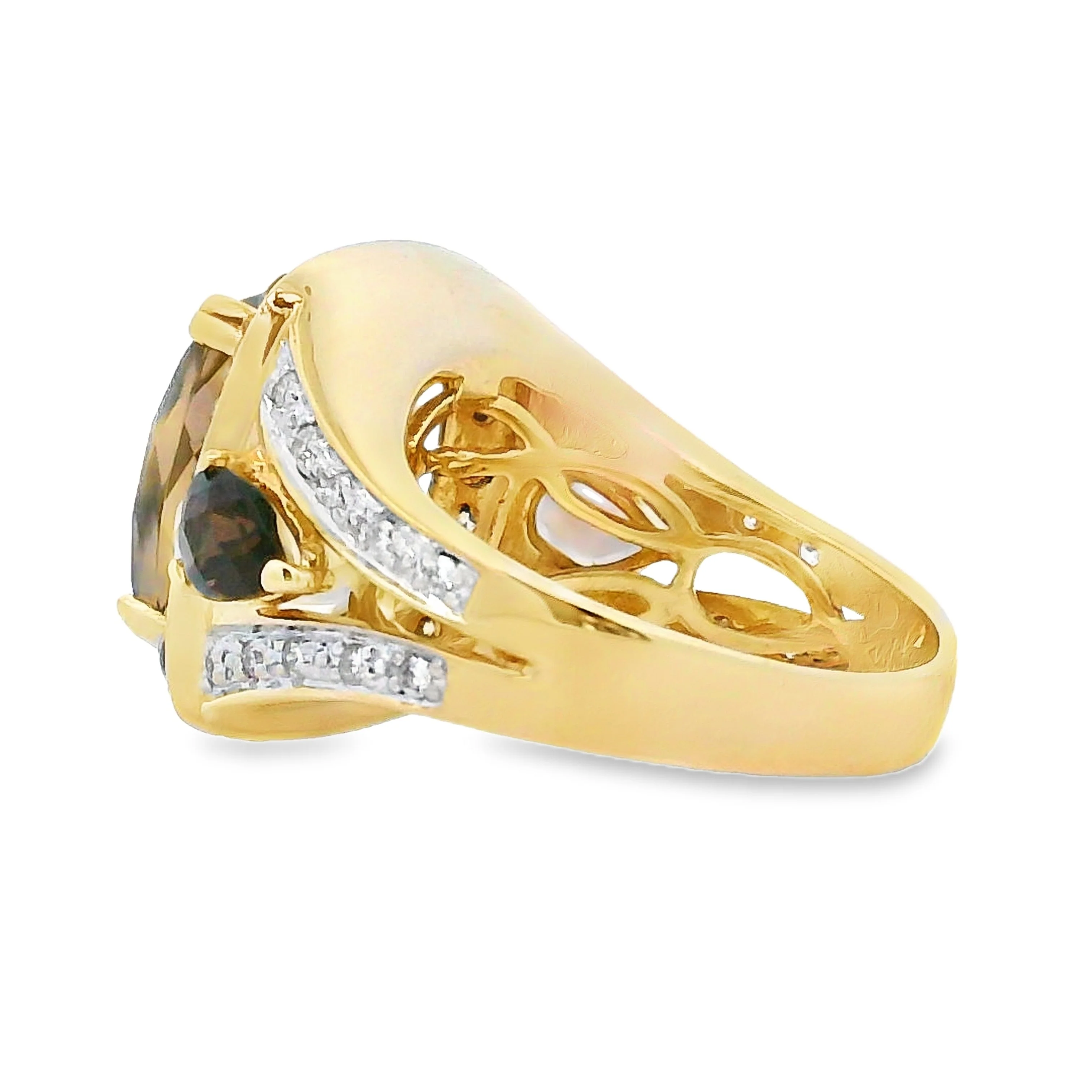 Natural .50ct Quartz Diamond Ring 14KT Yellow Gold - Image 2