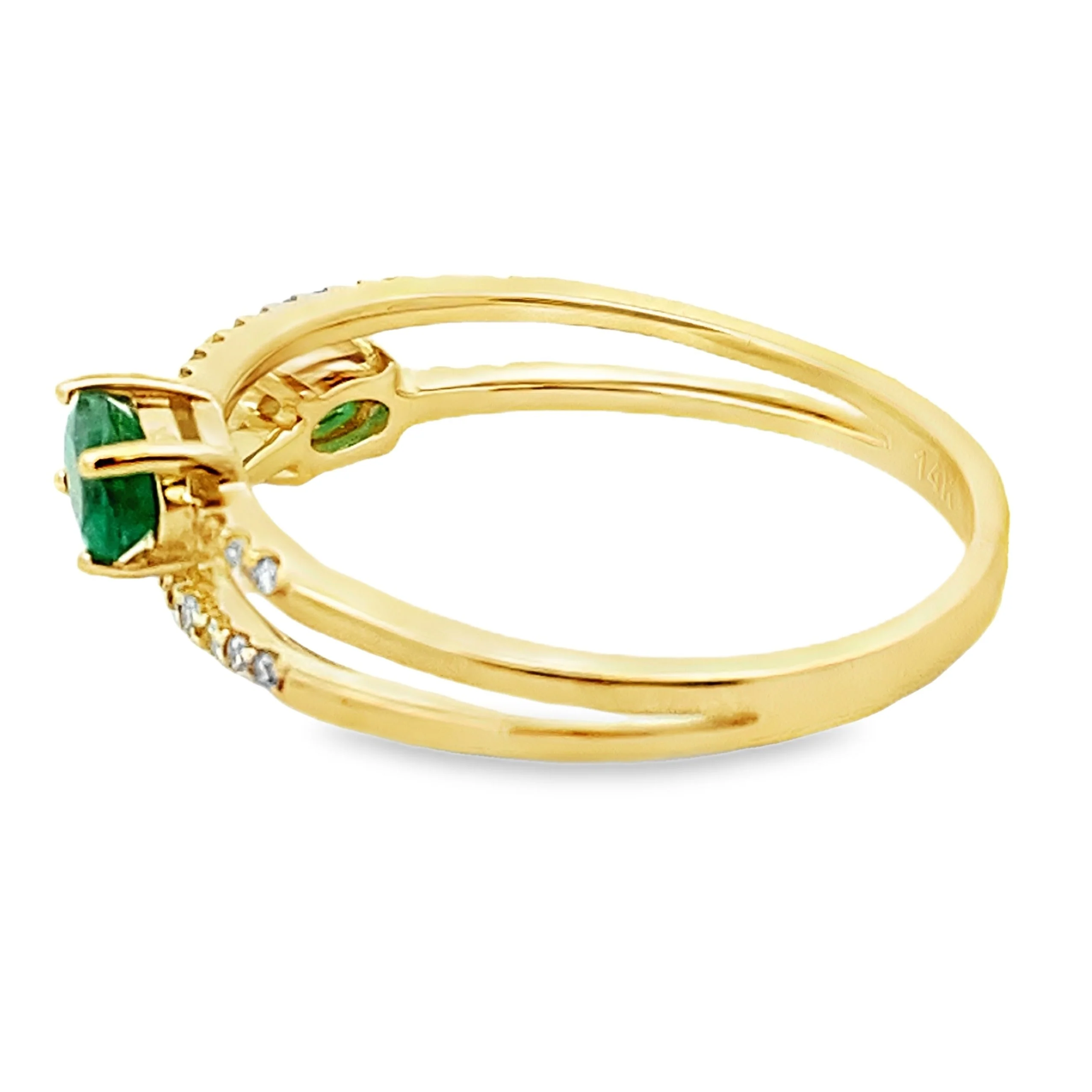 Natural .57ct Emerald Diamond Ring 14KT Yellow Gold - Image 2