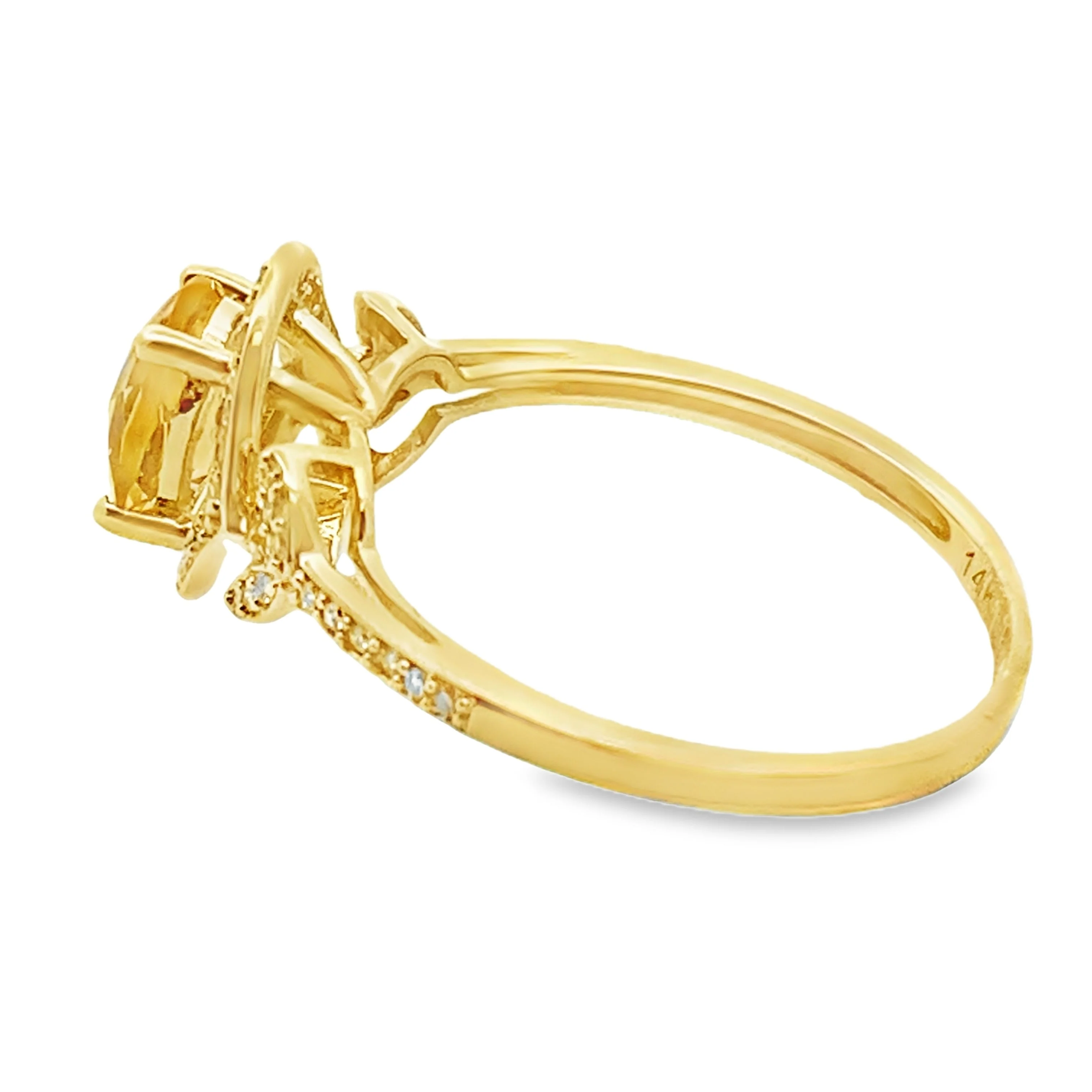 Natural .58ct Citrine Diamond Ring 14KT Yellow Gold - Image 2