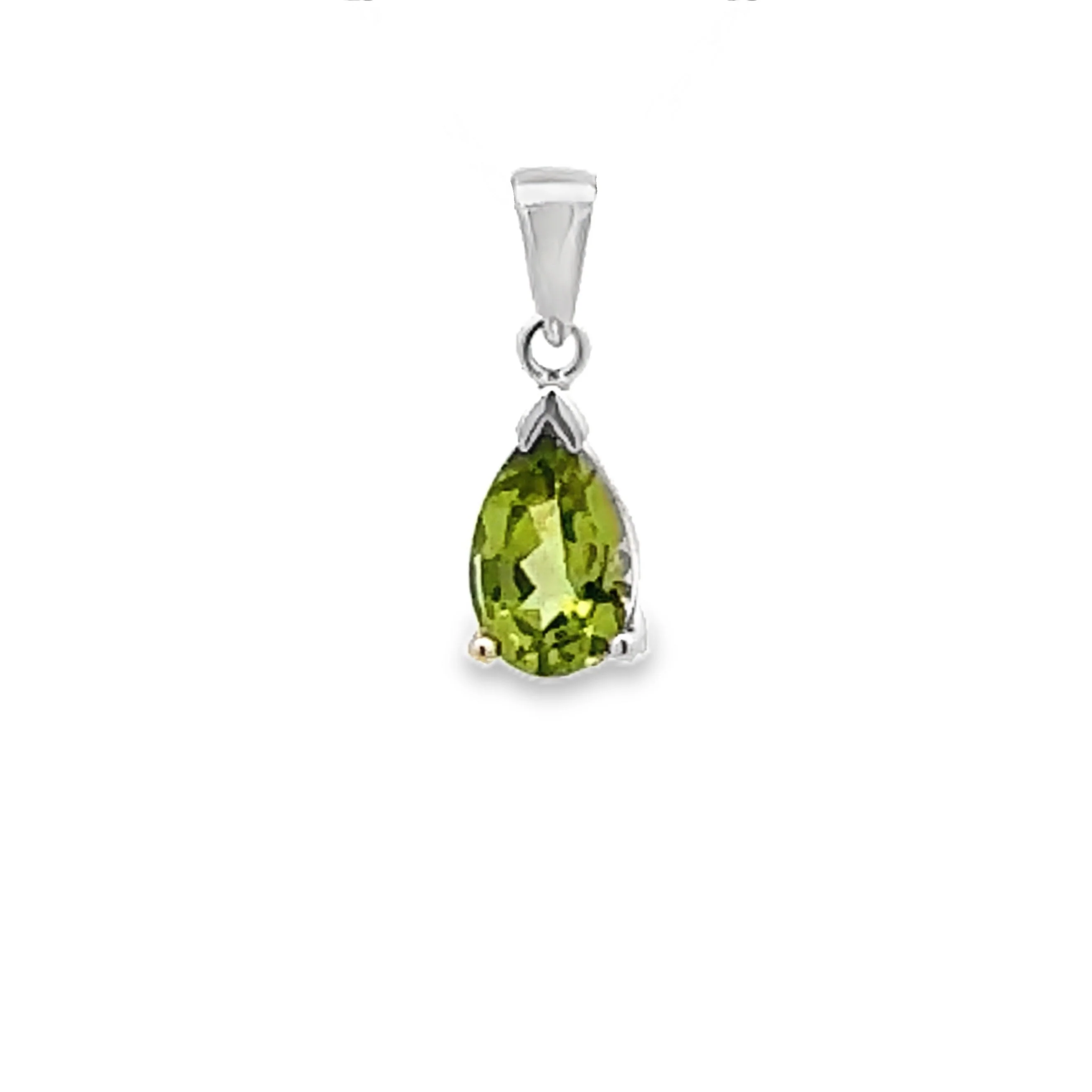 Natural .83ct Peridot Fashion Pendants 10KT White Gold - Image 4
