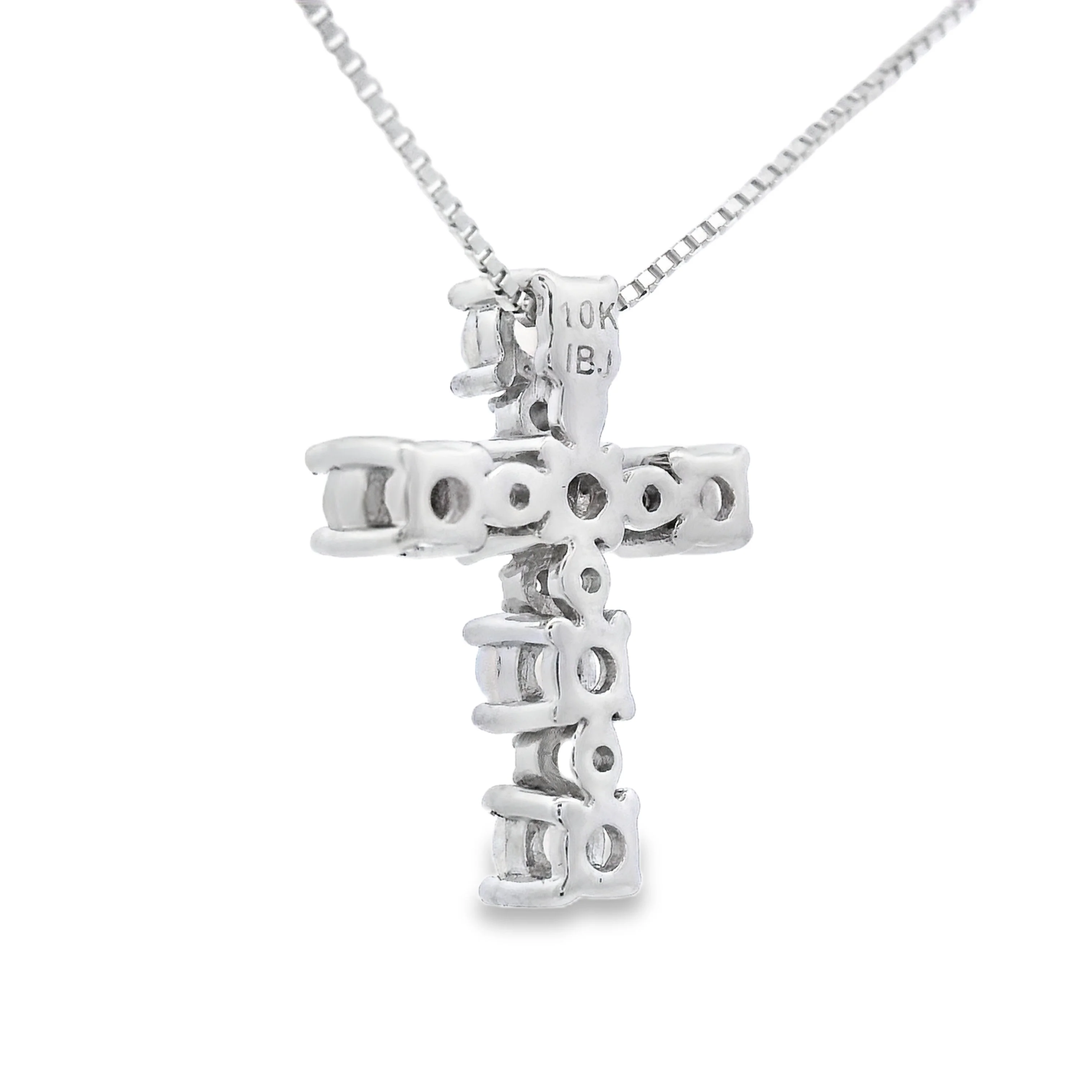 Opal Diamond Cross Religious Pendant 10KT White Gold - Image 2