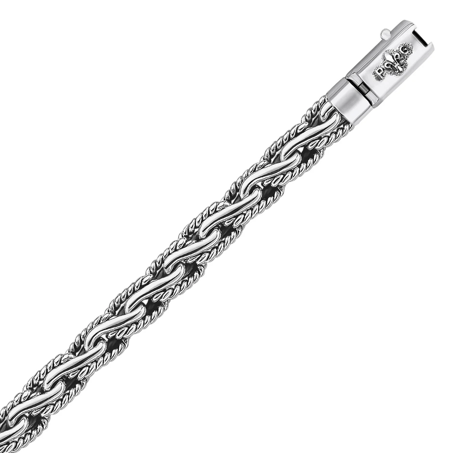 Oxidized Sterling Silver Men's Chain Bracelet in a Cable Motif - Image 3