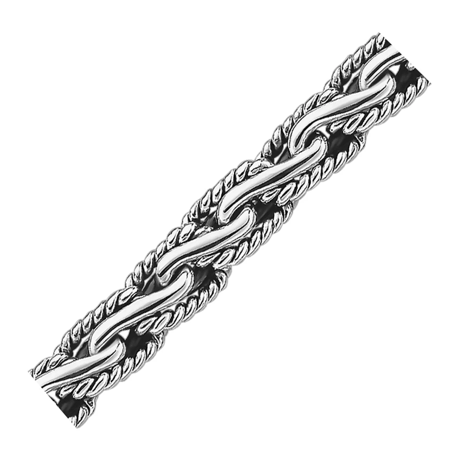 Oxidized Sterling Silver Men's Chain Bracelet in a Cable Motif - Image 4