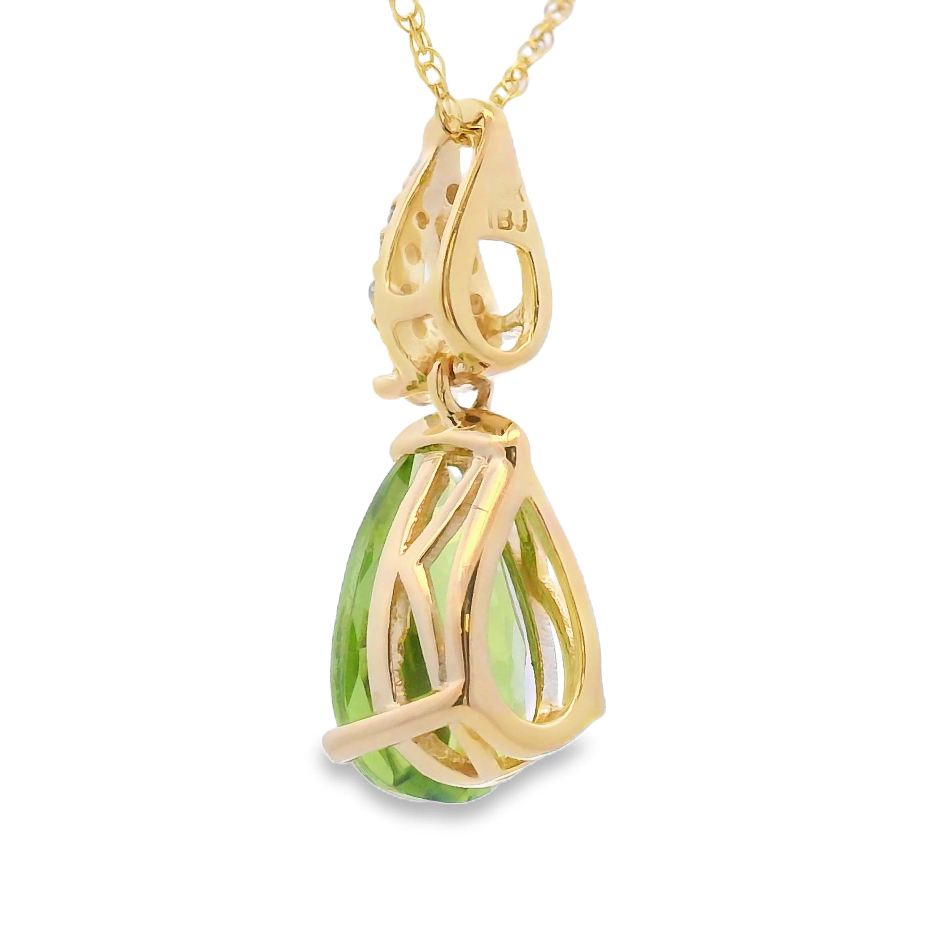 Peridot Diamond Fashion Pendants 10KT Yellow Gold - Image 2